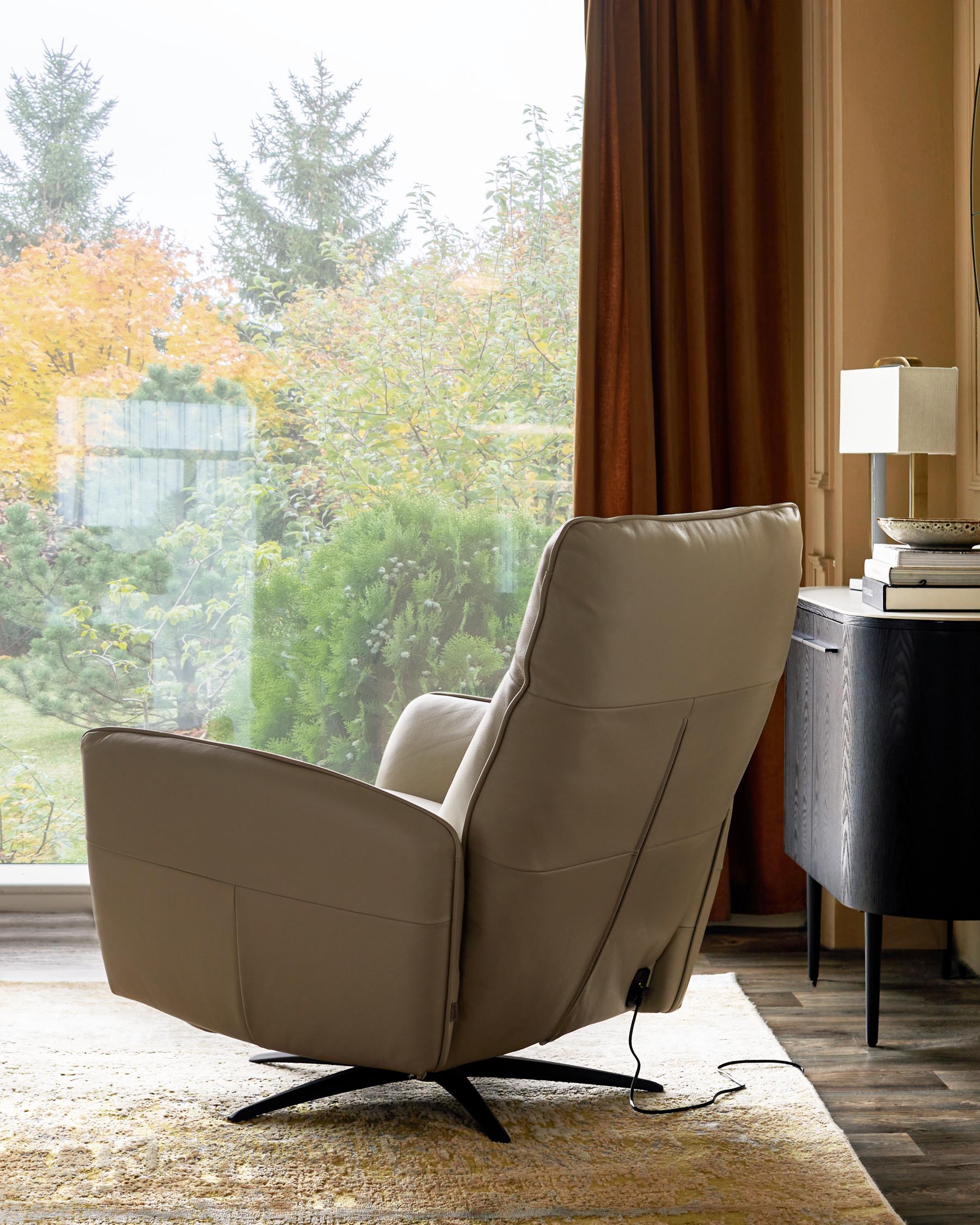 Fauteuil de massage inclinable Aiden en cuir gris naturel