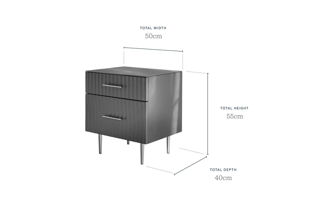 Table de chevet Albury gris clair à 2 tiroirs