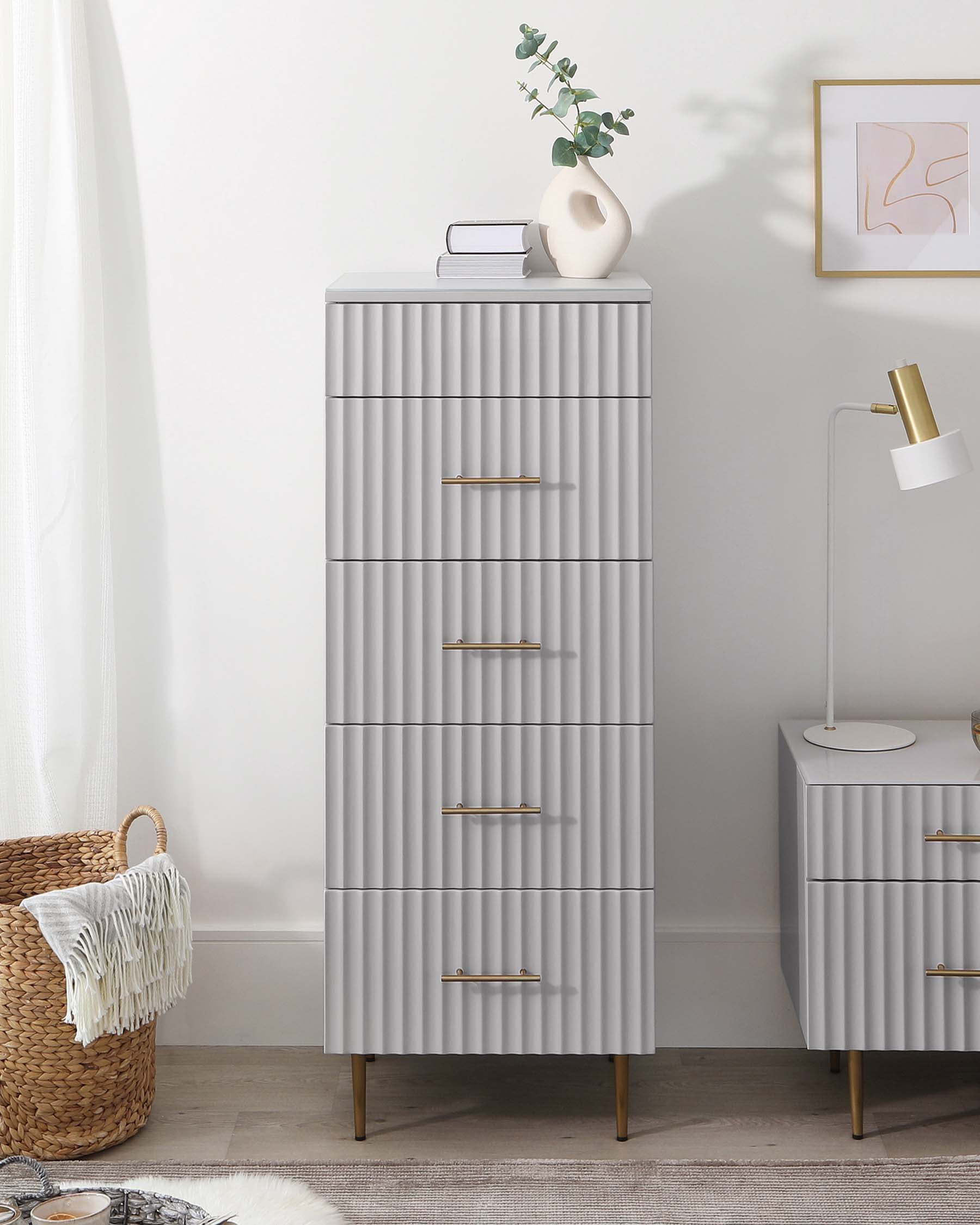 Commode haute Albury gris clair