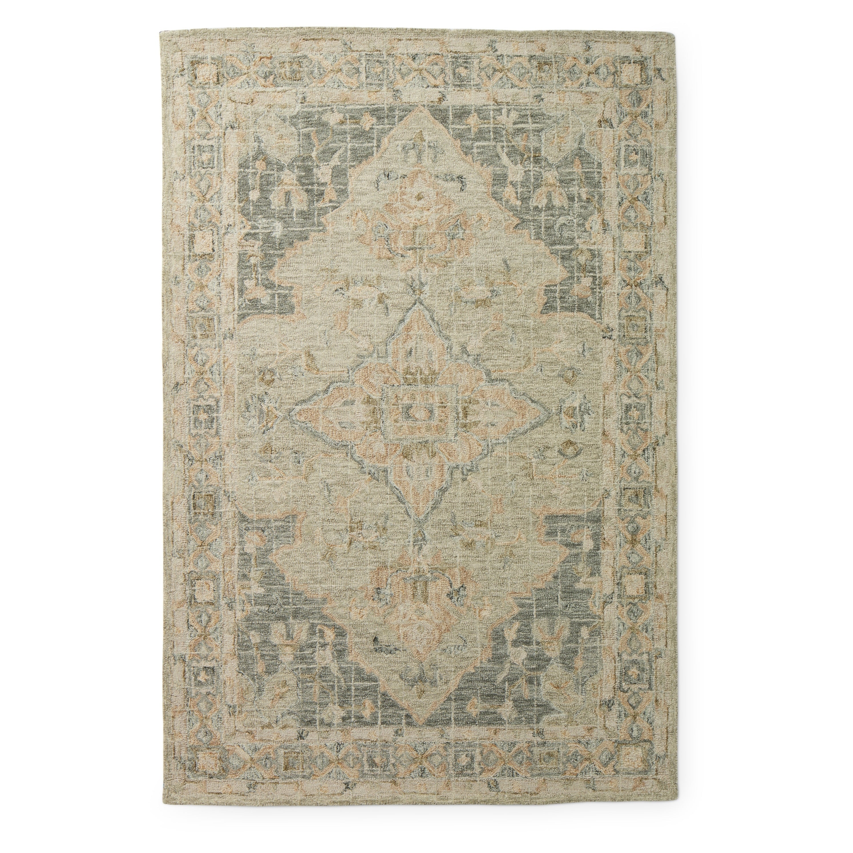 Tapis traditionnel en laine crocheté à la main en mosaïque Alexander Home
