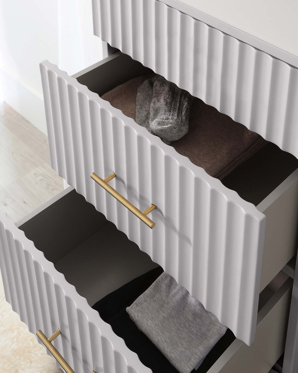 Commode haute Albury gris clair