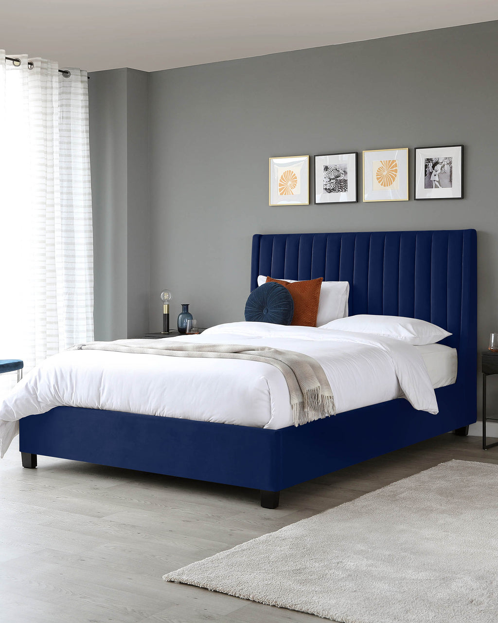 Lit coffre coffre super king size en velours bleu marine Amalfi
