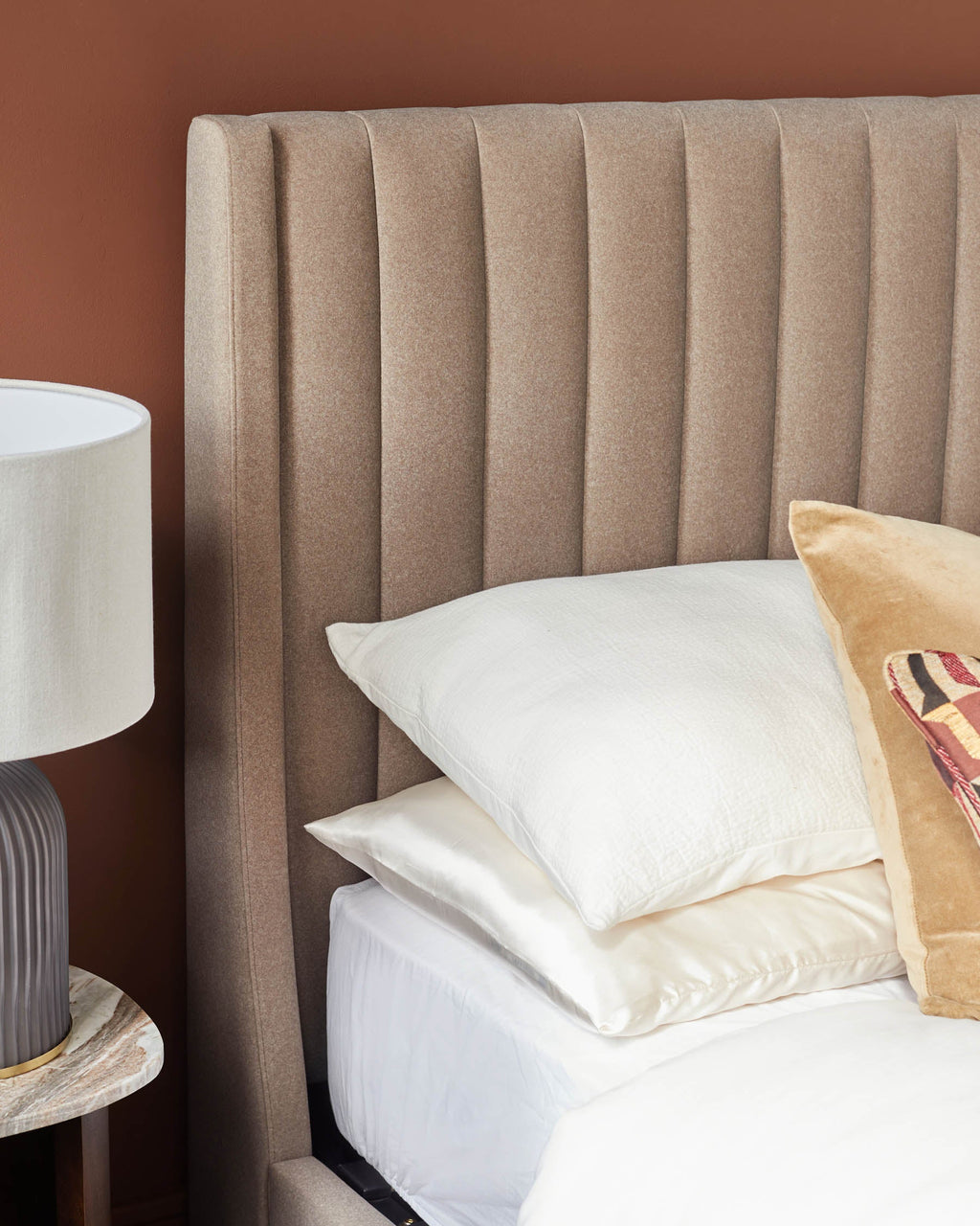 Lit coffre super king en tissu moka Amalfi