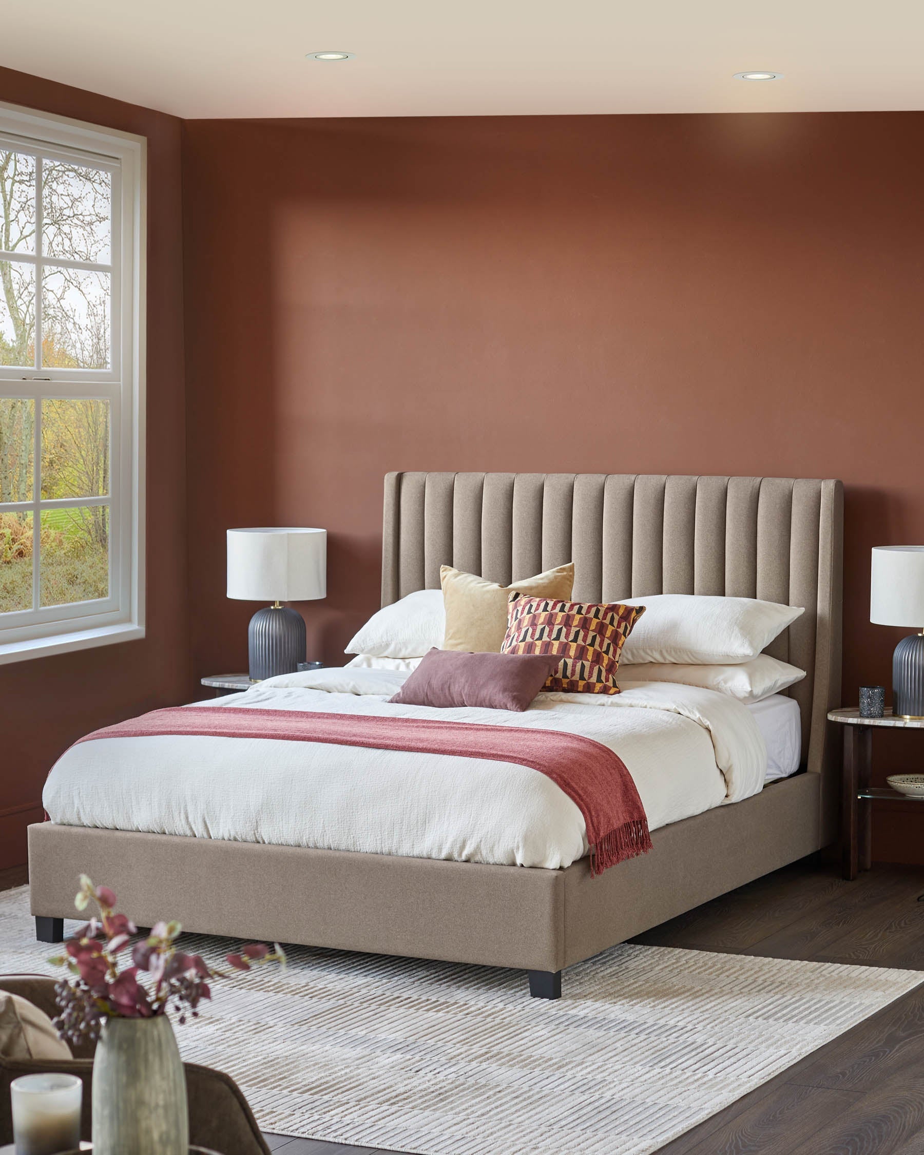 Lit coffre king size en tissu moka Amalfi