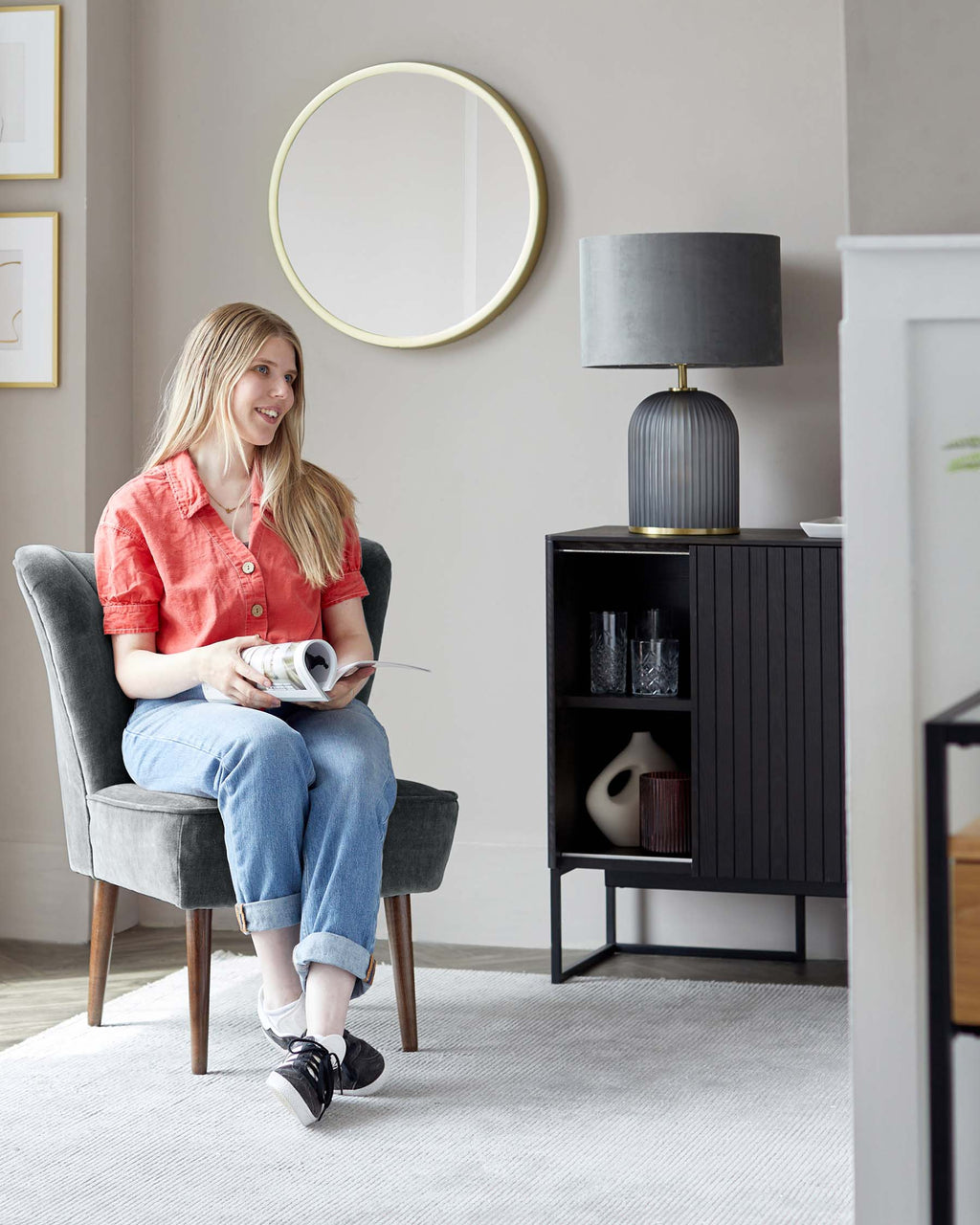 Lampe de table grise à double éclairage Amalfi