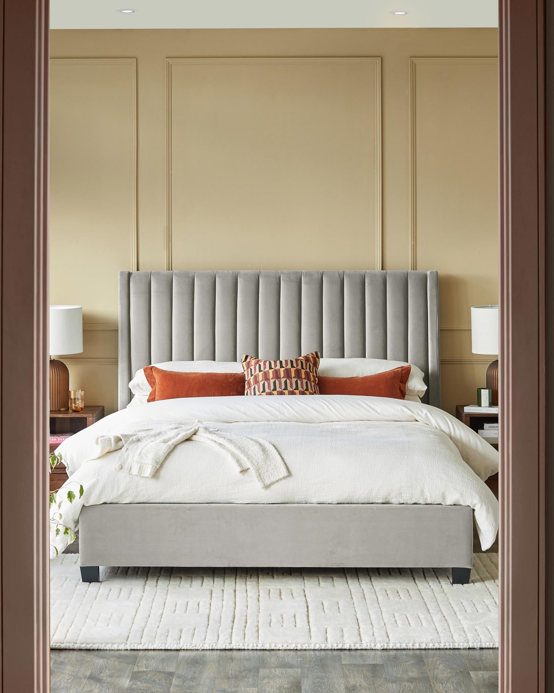 Lit coffre coffre Amalfi en velours gris clair, format king size