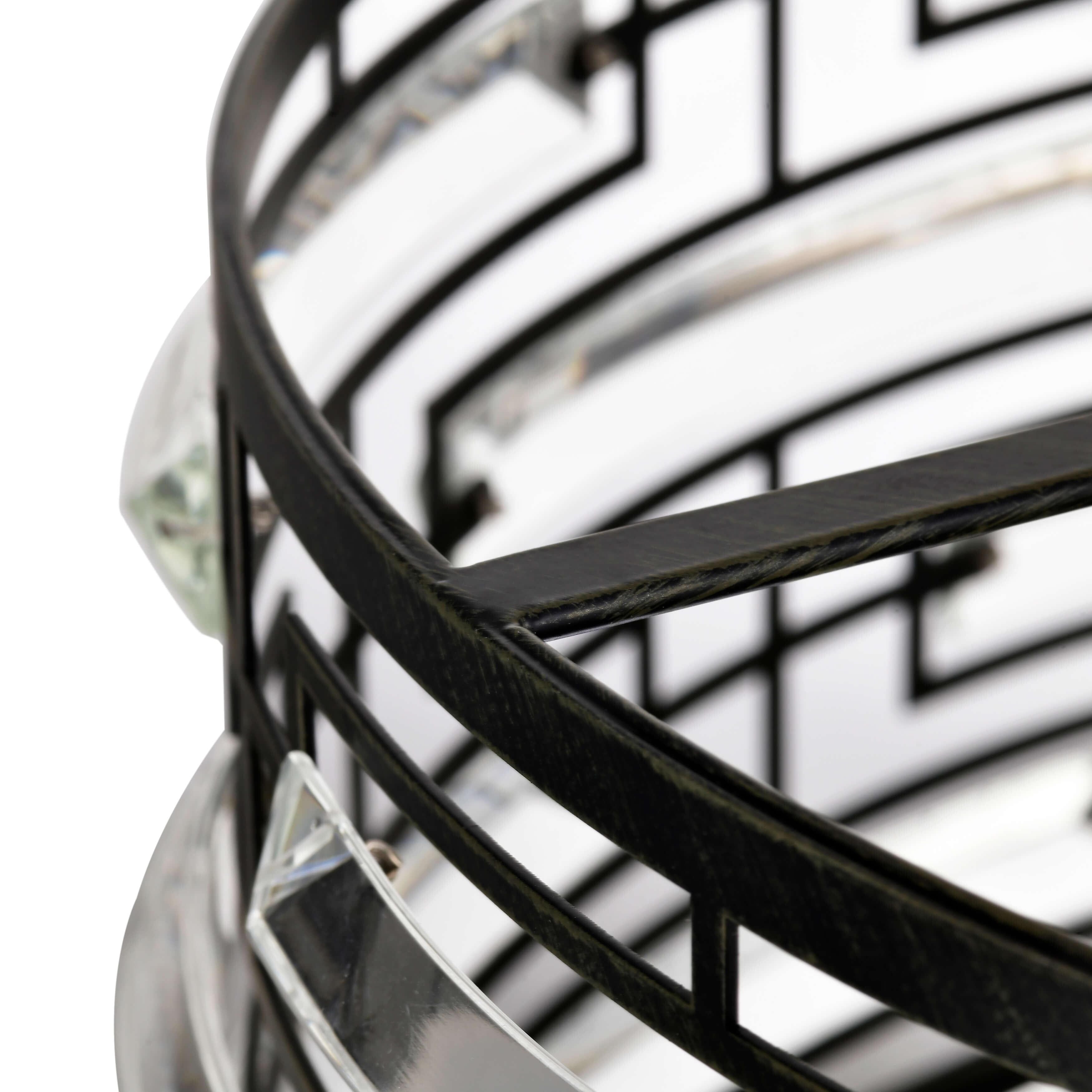 Lustre à abat-jour tambour Anita avec prisme en verre transparent