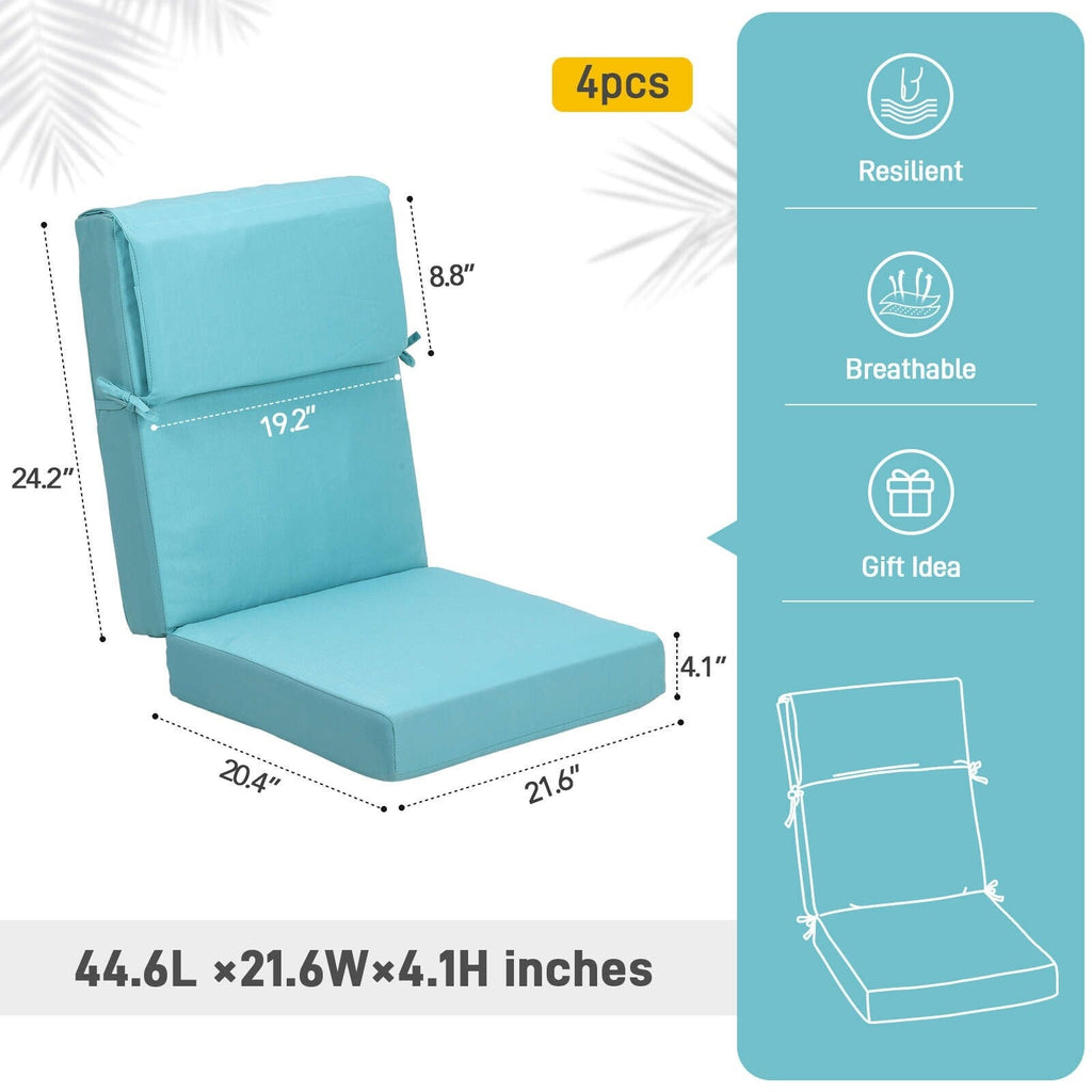 Lot de 4 coussins de chaise à dossier haut Aoodor Patio, 46 ​​x 21 x 4 pouces (coussins uniquement)