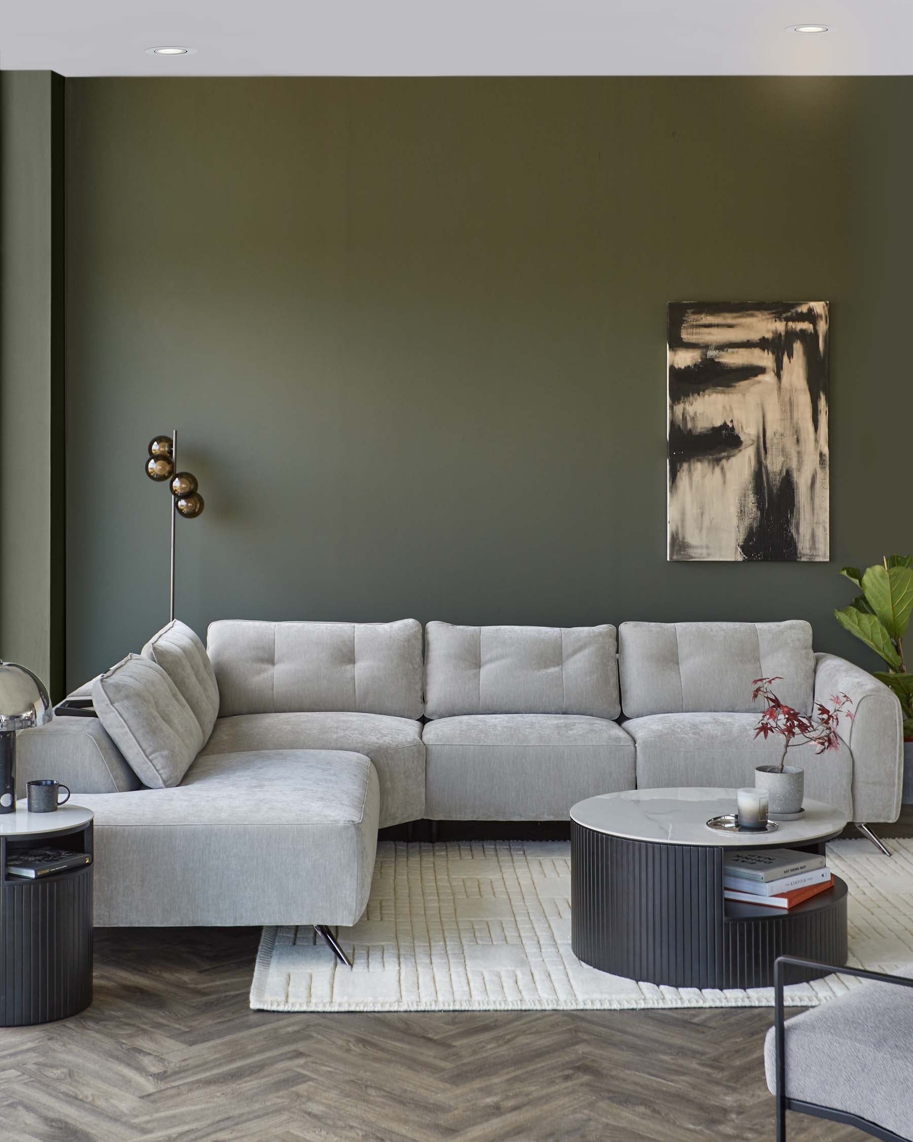 Chaise longue d'angle Arianna gris clair (côté gauche)