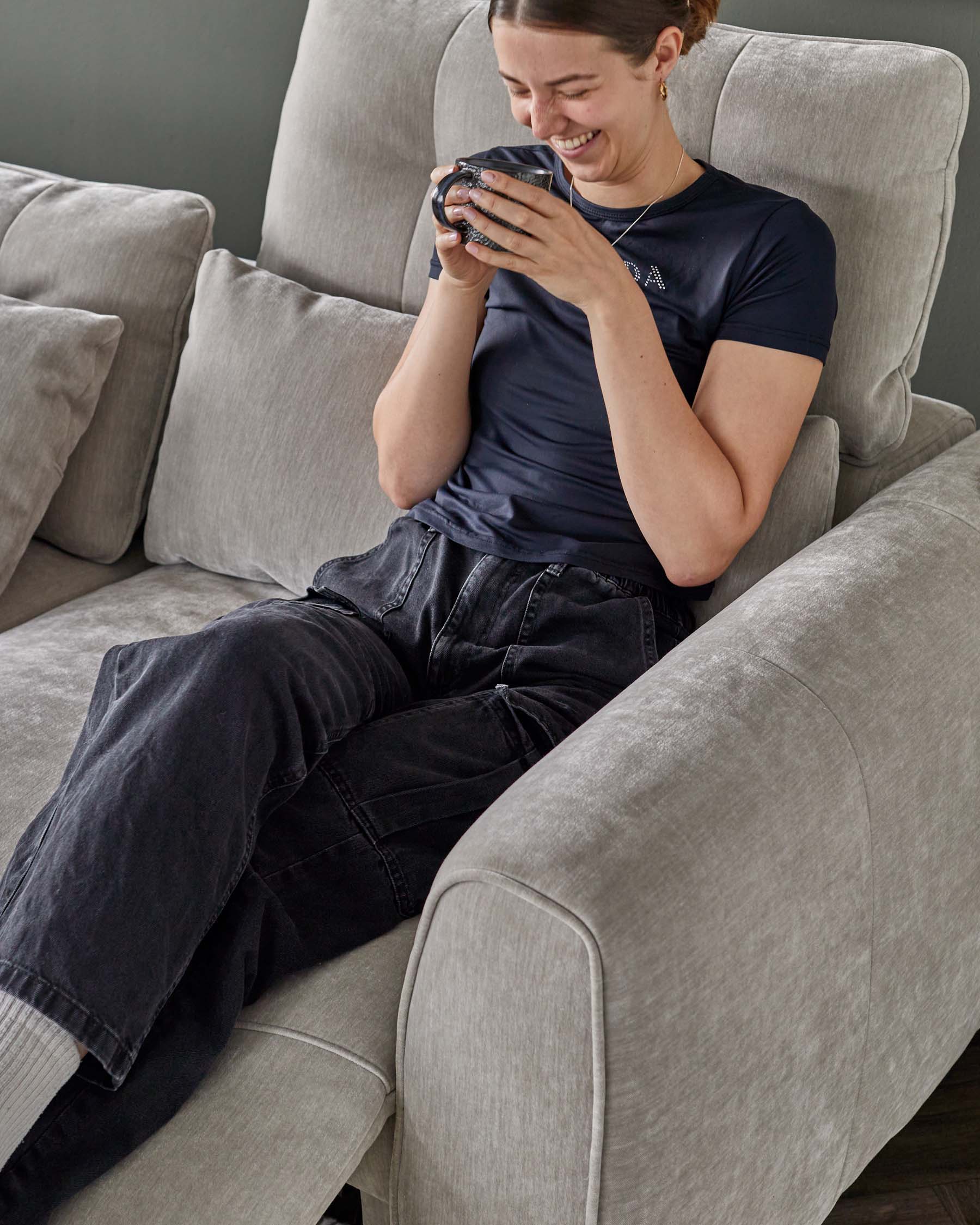 Chaise longue d'angle Arianna gris clair (côté gauche)