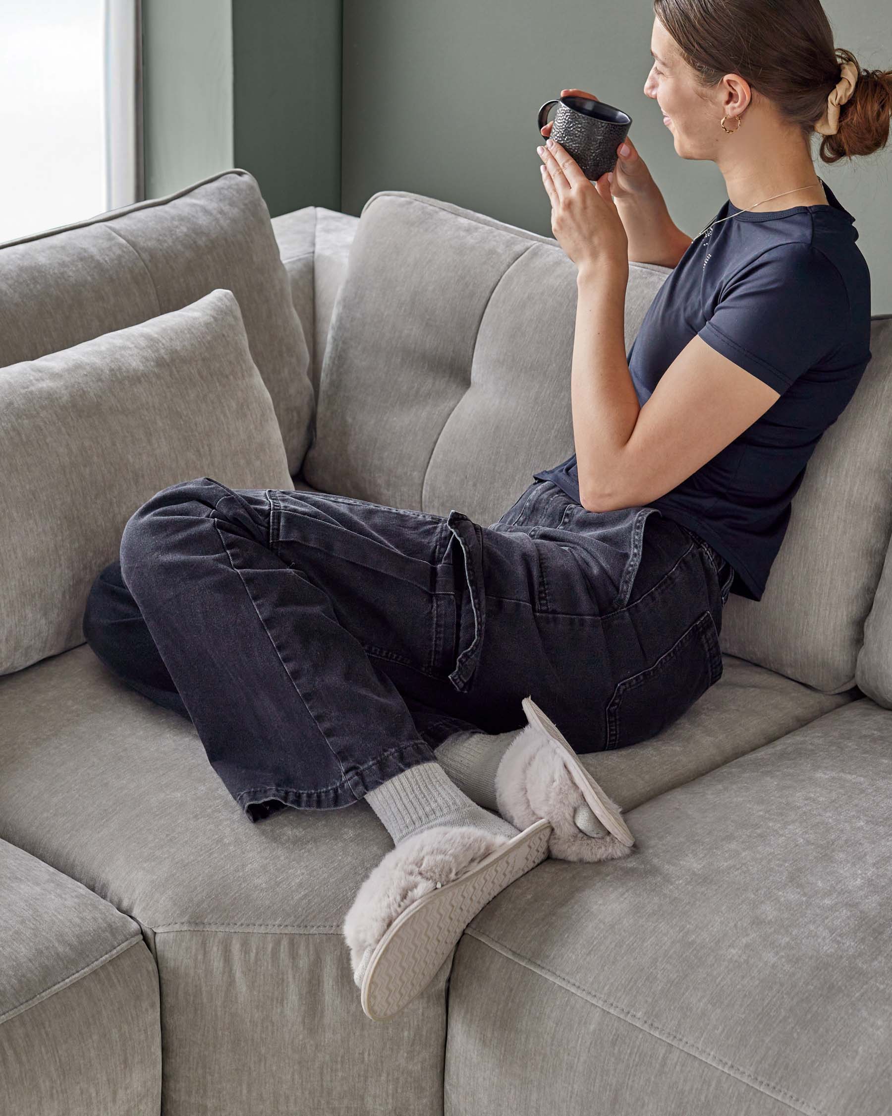 Chaise longue d'angle Arianna gris clair (côté droit)