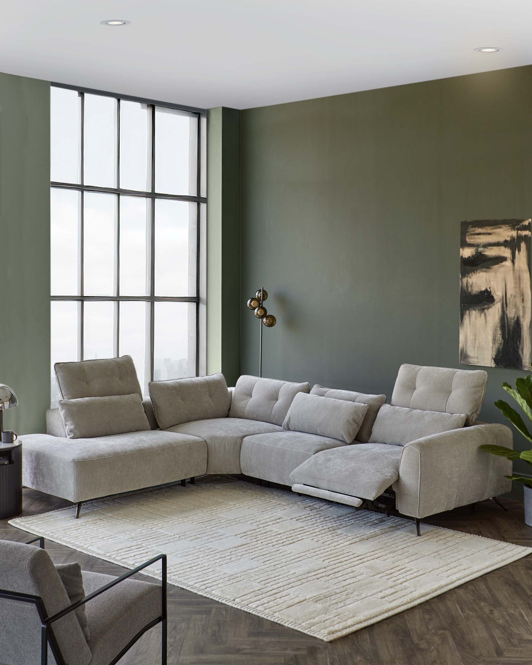 Chaise longue d'angle Arianna gris clair (côté gauche)