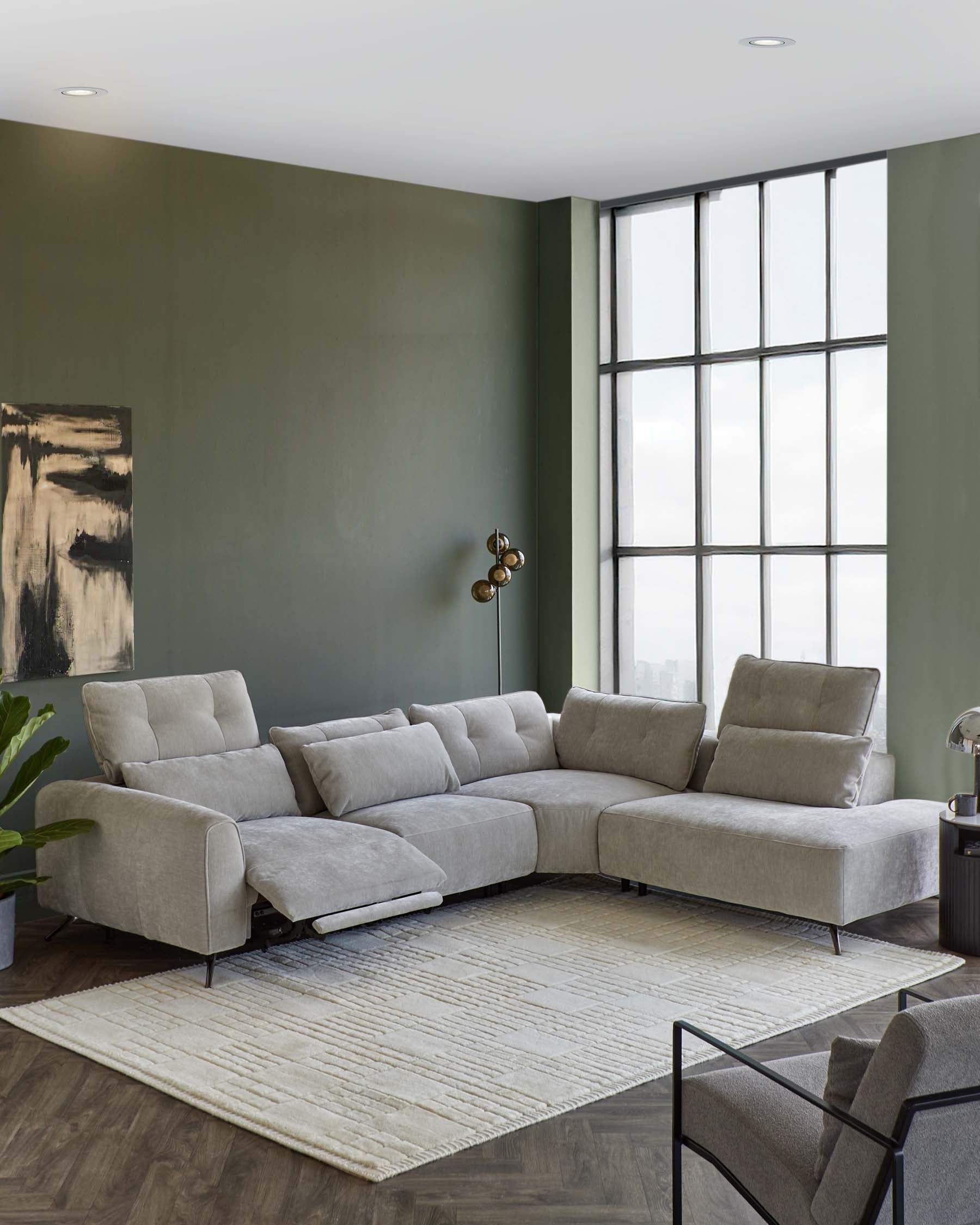 Chaise longue d'angle Arianna gris clair (côté droit)