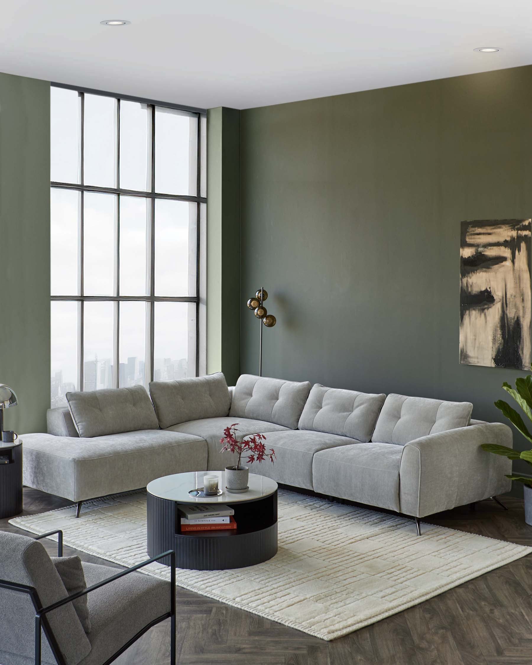 Chaise longue d'angle Arianna gris clair (côté gauche)