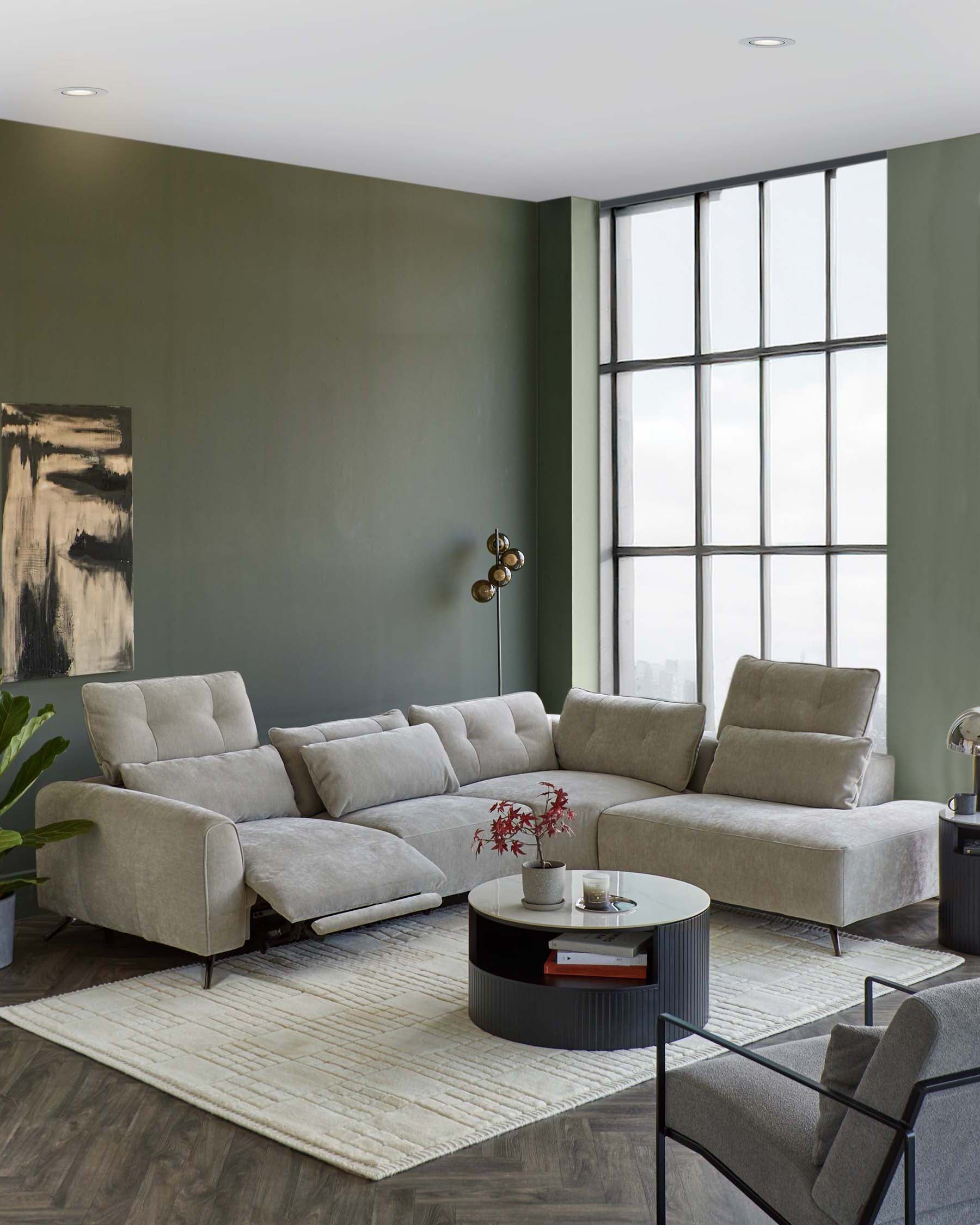 Chaise longue d'angle Arianna gris clair (côté droit)