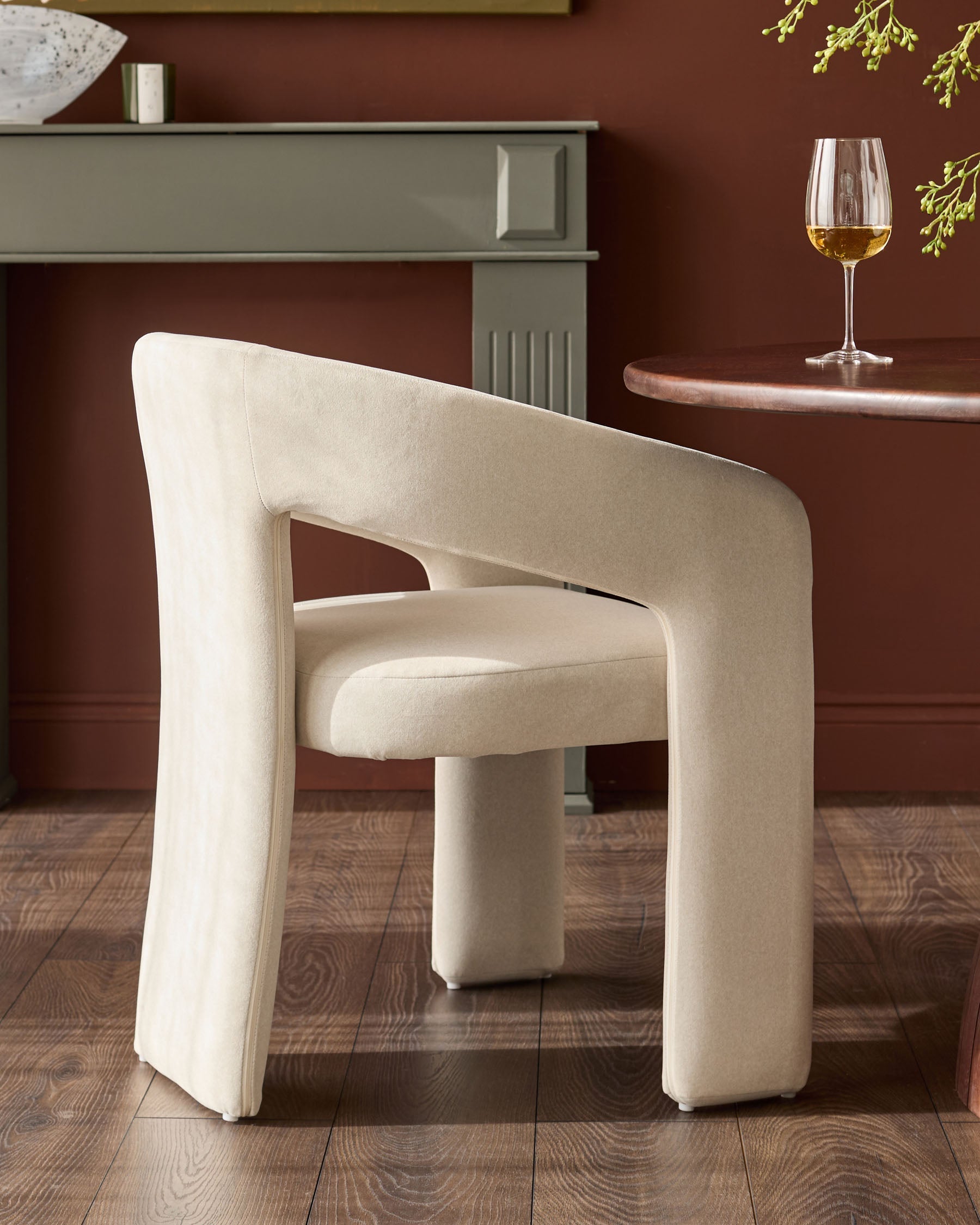 Chaise de salle à manger en tissu crème cendré