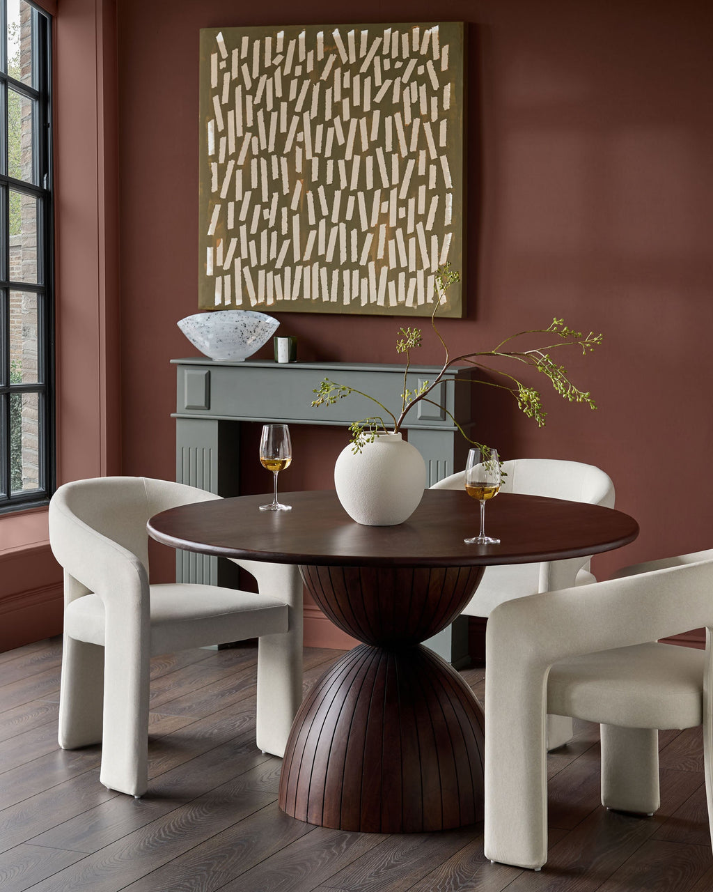 Chaise de salle à manger en tissu crème cendré