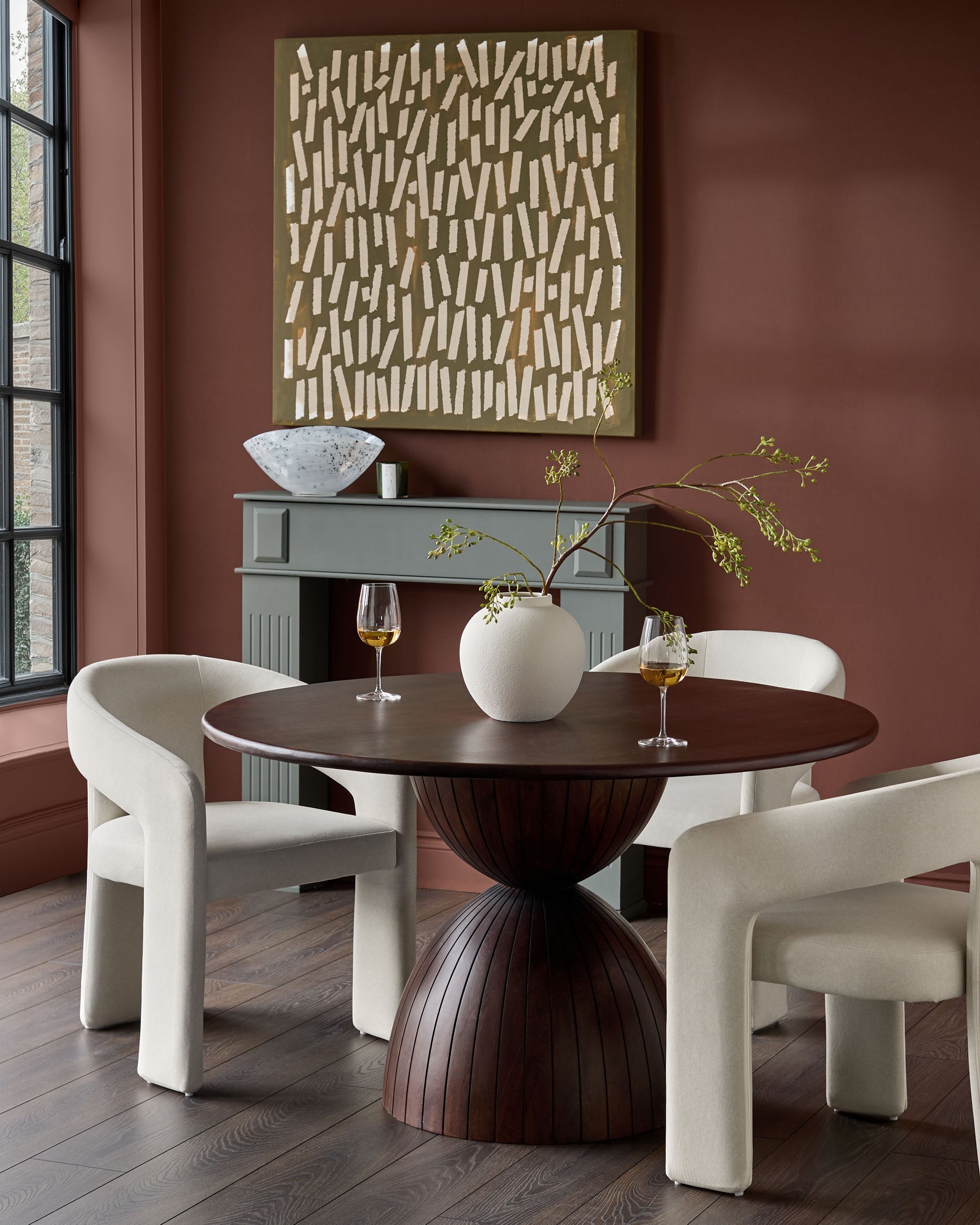 Chaise de salle à manger en tissu crème cendré