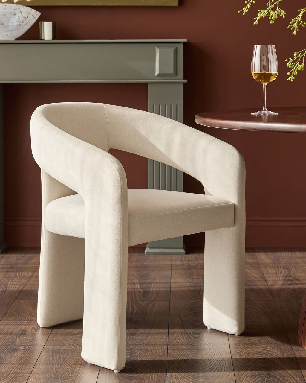 Chaise de salle à manger en tissu crème cendré