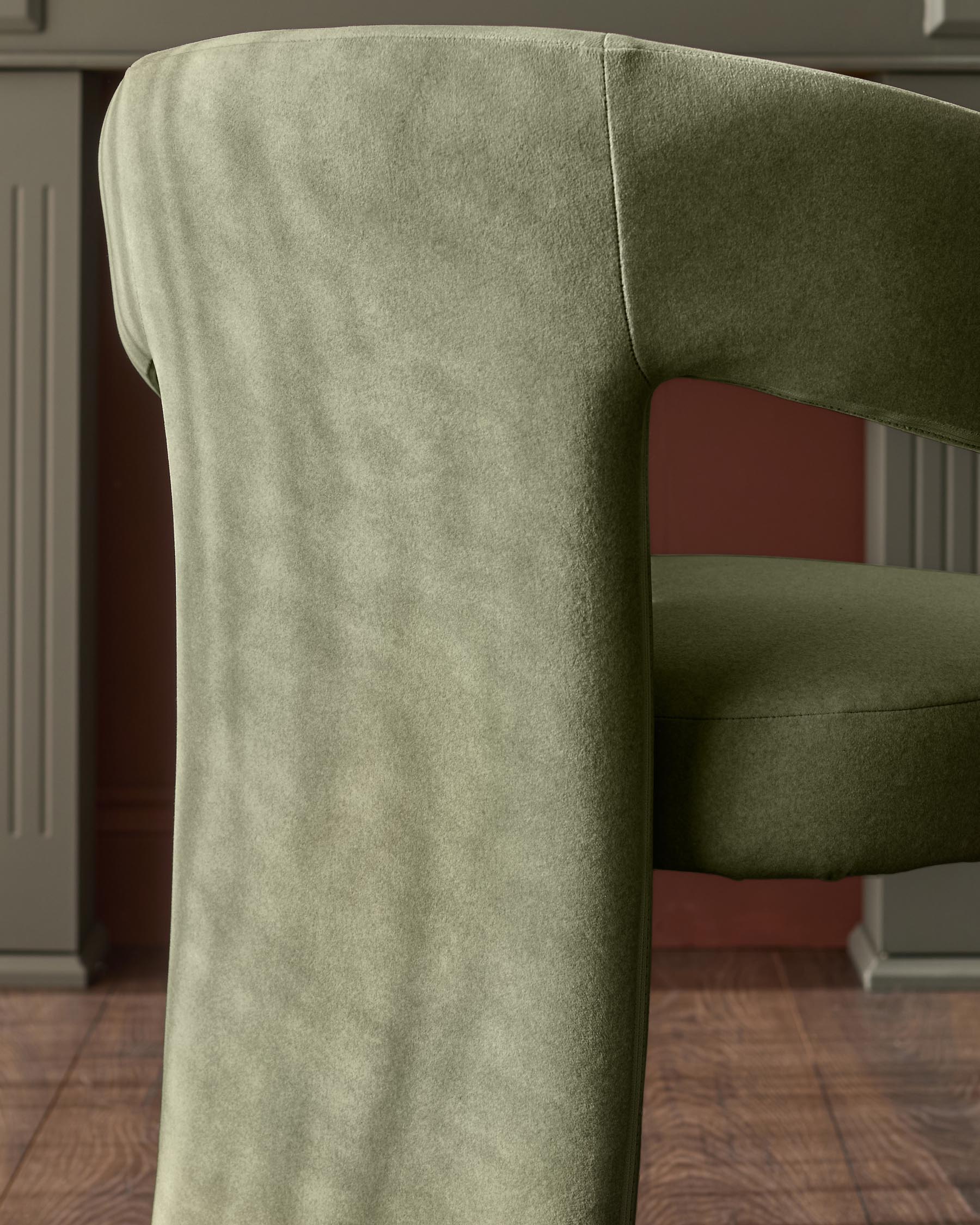 Chaise de salle à manger Asher en tissu vert olive