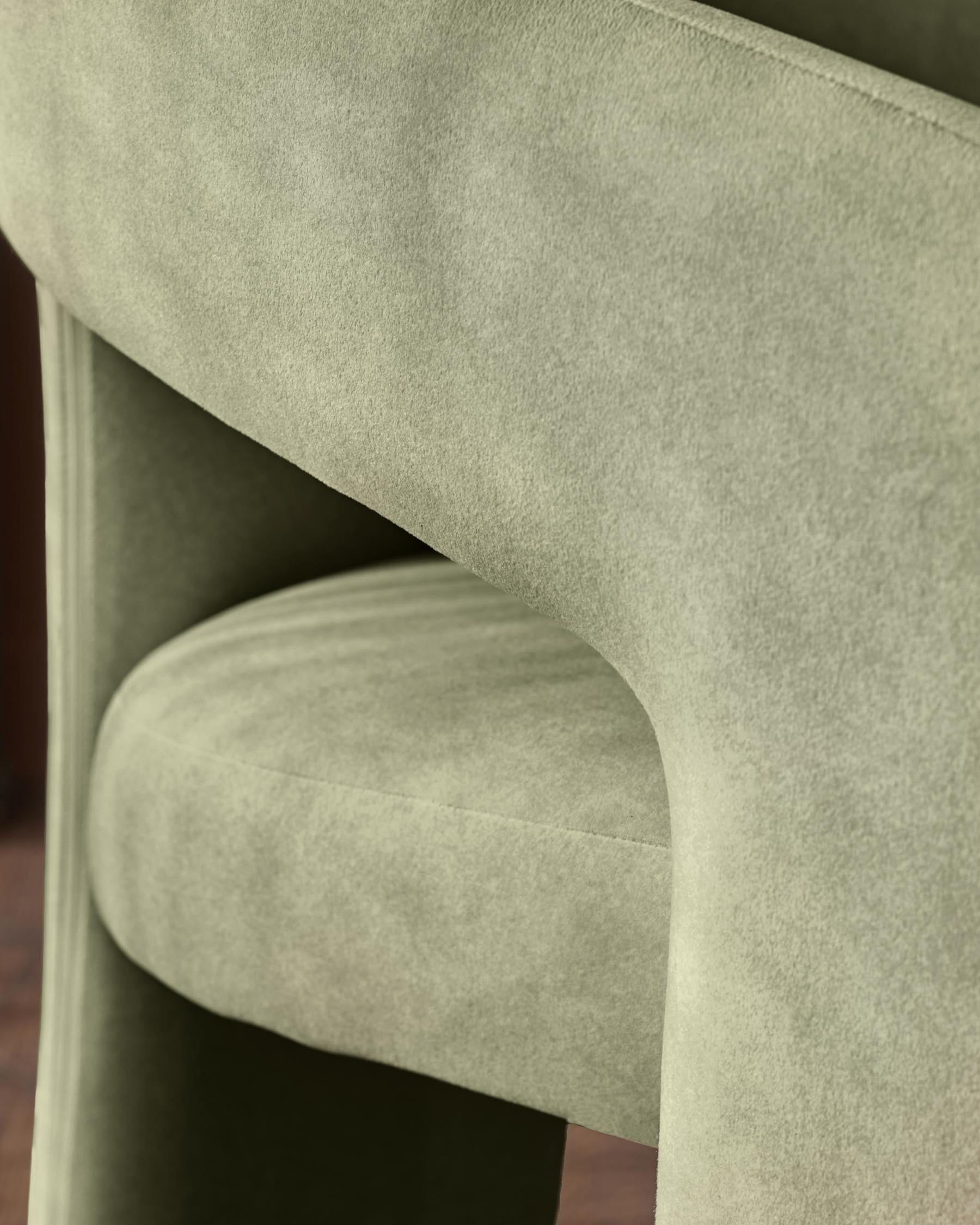 Chaise de salle à manger Asher en tissu vert olive