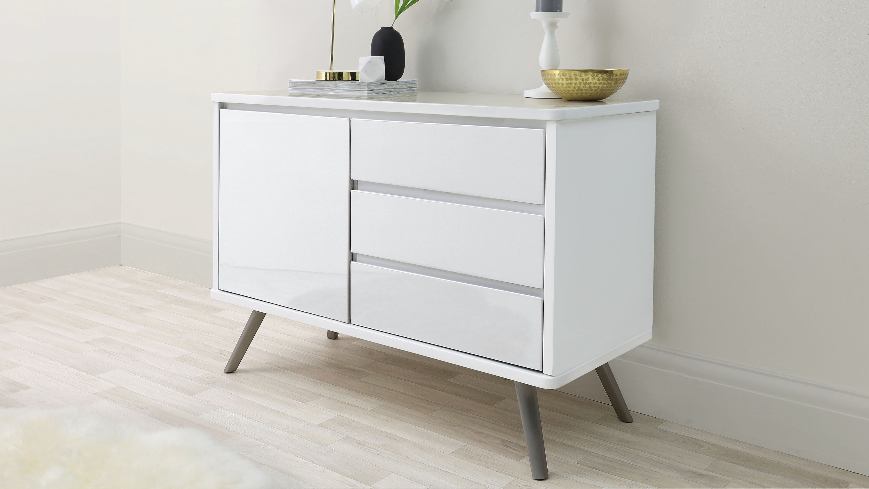 Buffet compact Assi blanc brillant