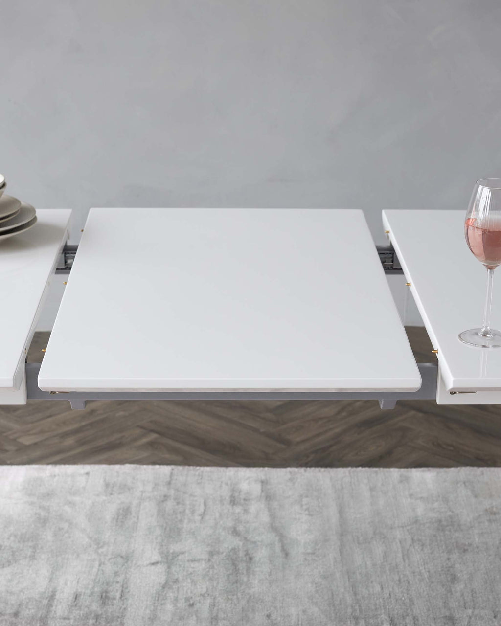 Table de salle à manger extensible Assi blanche brillante 6 à 8 places