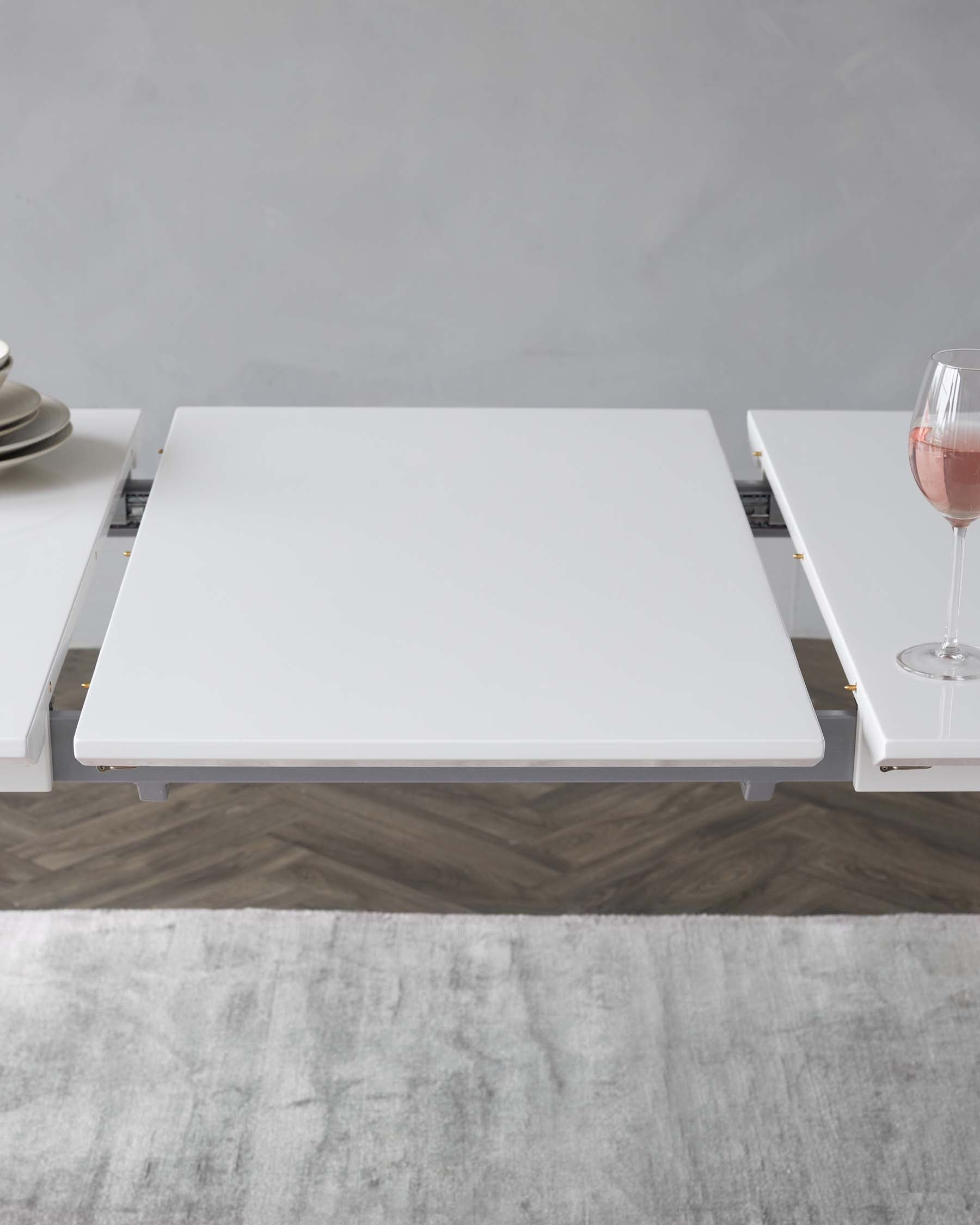 Table de salle à manger extensible Assi blanche brillante 6 à 8 places