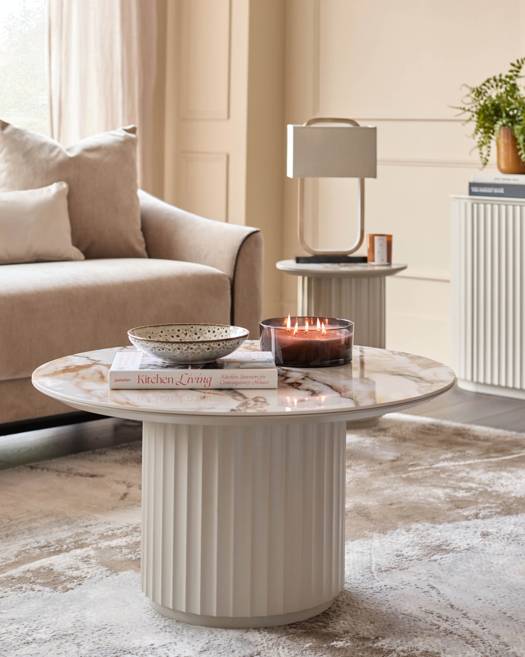 Table basse en céramique naturelle Austin