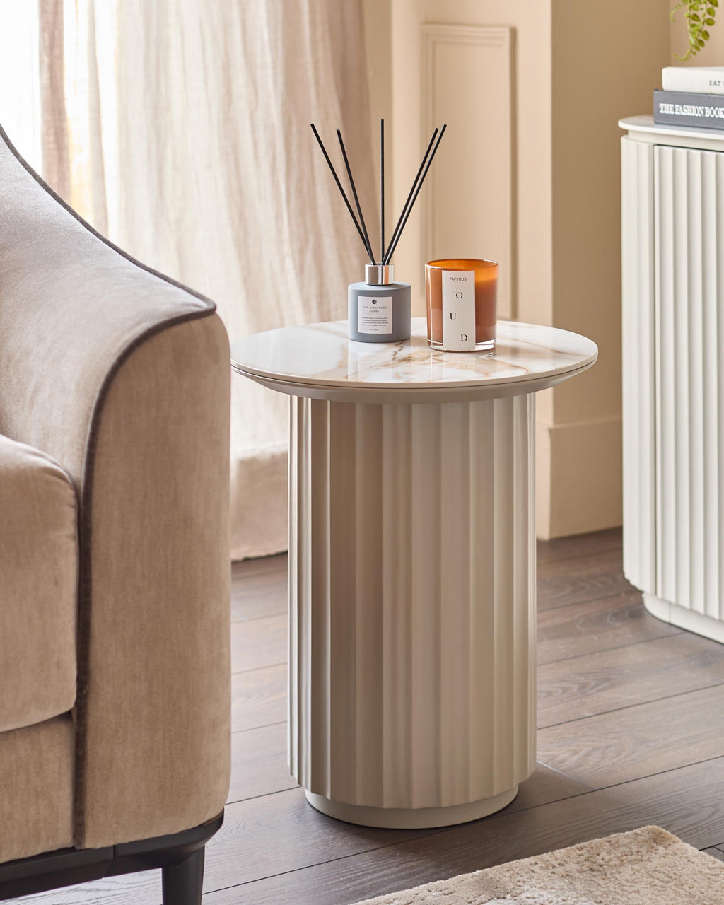 Table d'appoint en céramique naturelle Austin