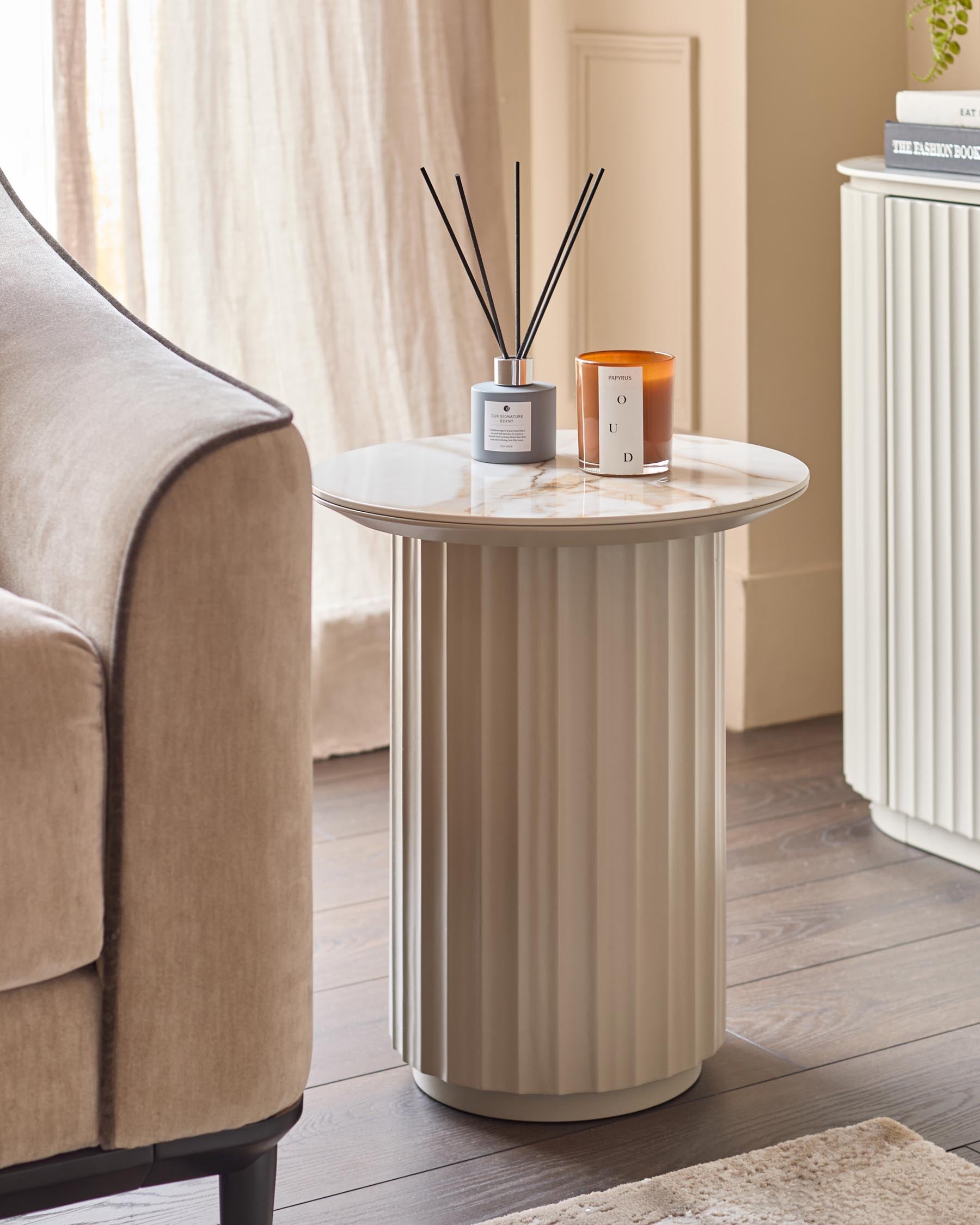 Table d'appoint en céramique naturelle Austin