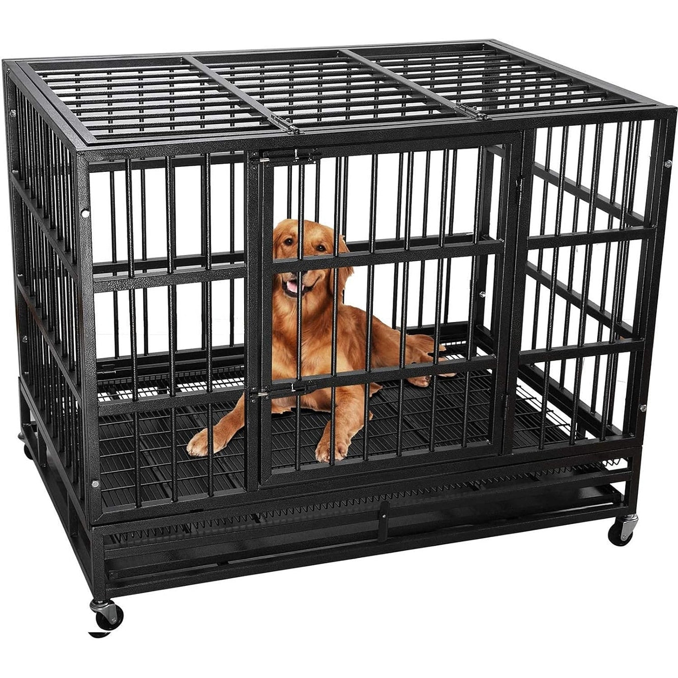 Cage pour chien Bossin 48/38 pouces, robuste et indestructible, cage anti-évasion avec roues verrouillables