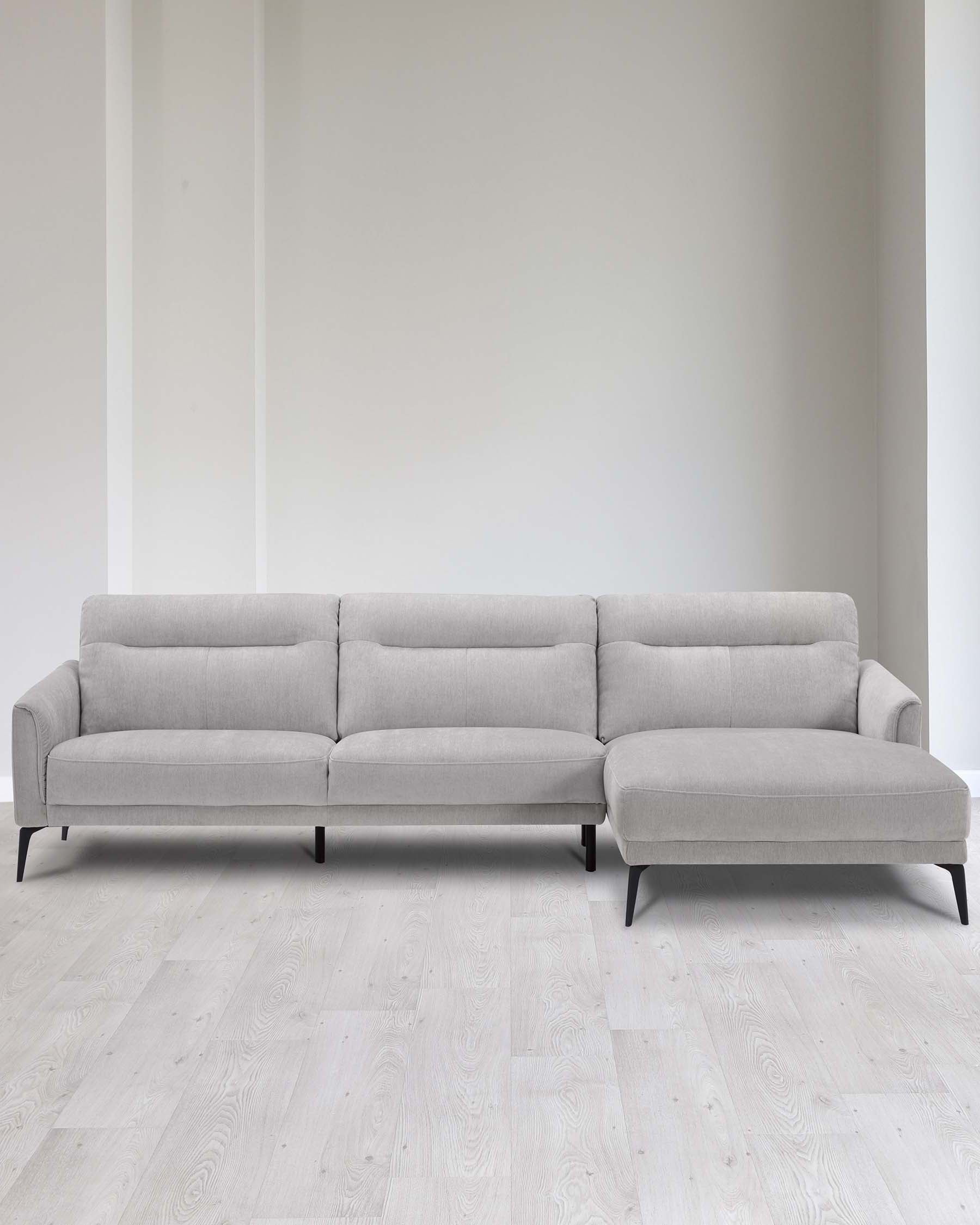 Canapé d'angle droit Brooks en tissu gris clair avec méridienne