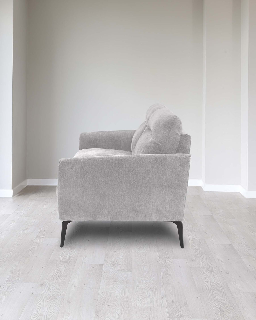 Canapé 2 places Brooks en tissu plissé gris clair