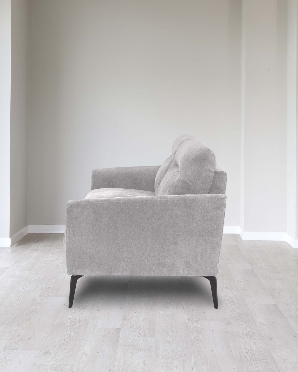 Canapé 3 places Brooks en tissu plissé gris clair