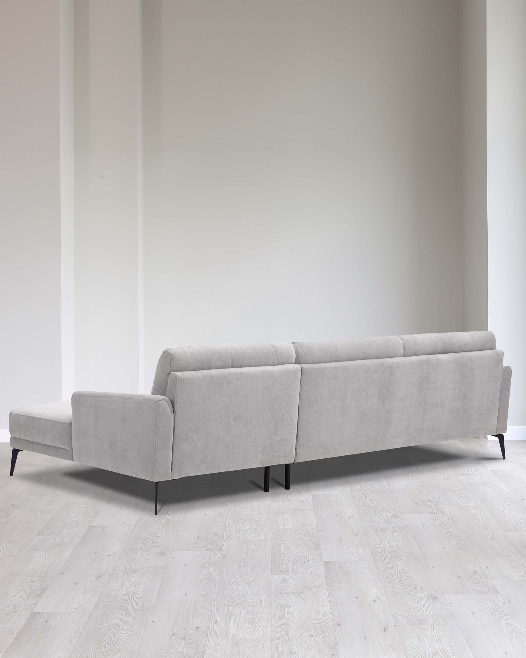 Canapé d'angle droit Brooks en tissu gris clair avec méridienne