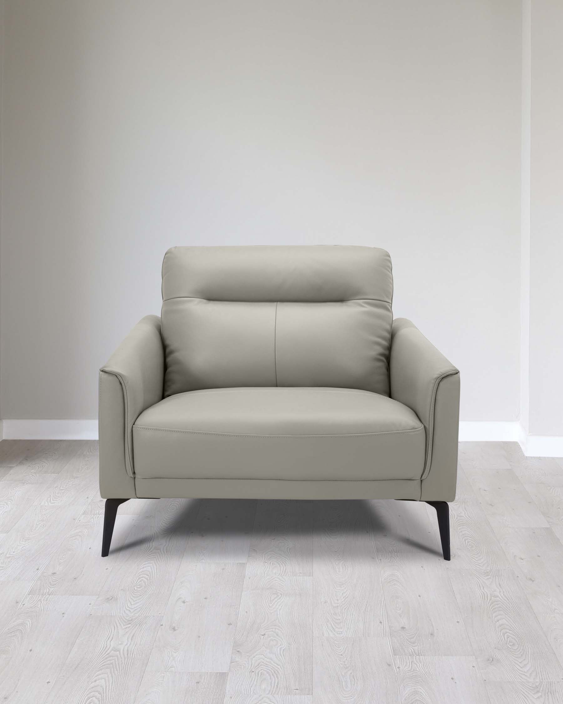 Fauteuil en cuir gris clair Brooks