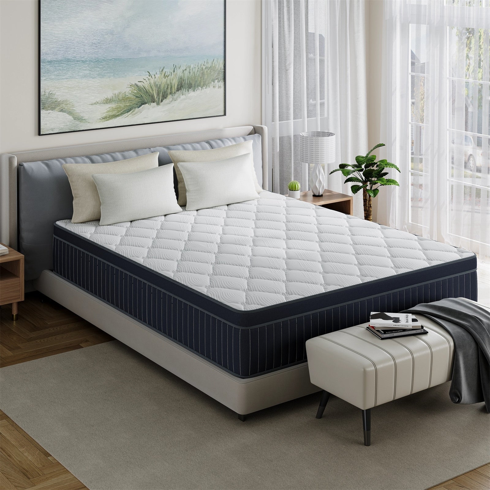 Matelas hybride SweDrea 12 po en mousse à mémoire de forme infusée de gel moelleux, rafraîchissant et respirant, certifié CertiPUR-US, SGS et OEKO-TEX