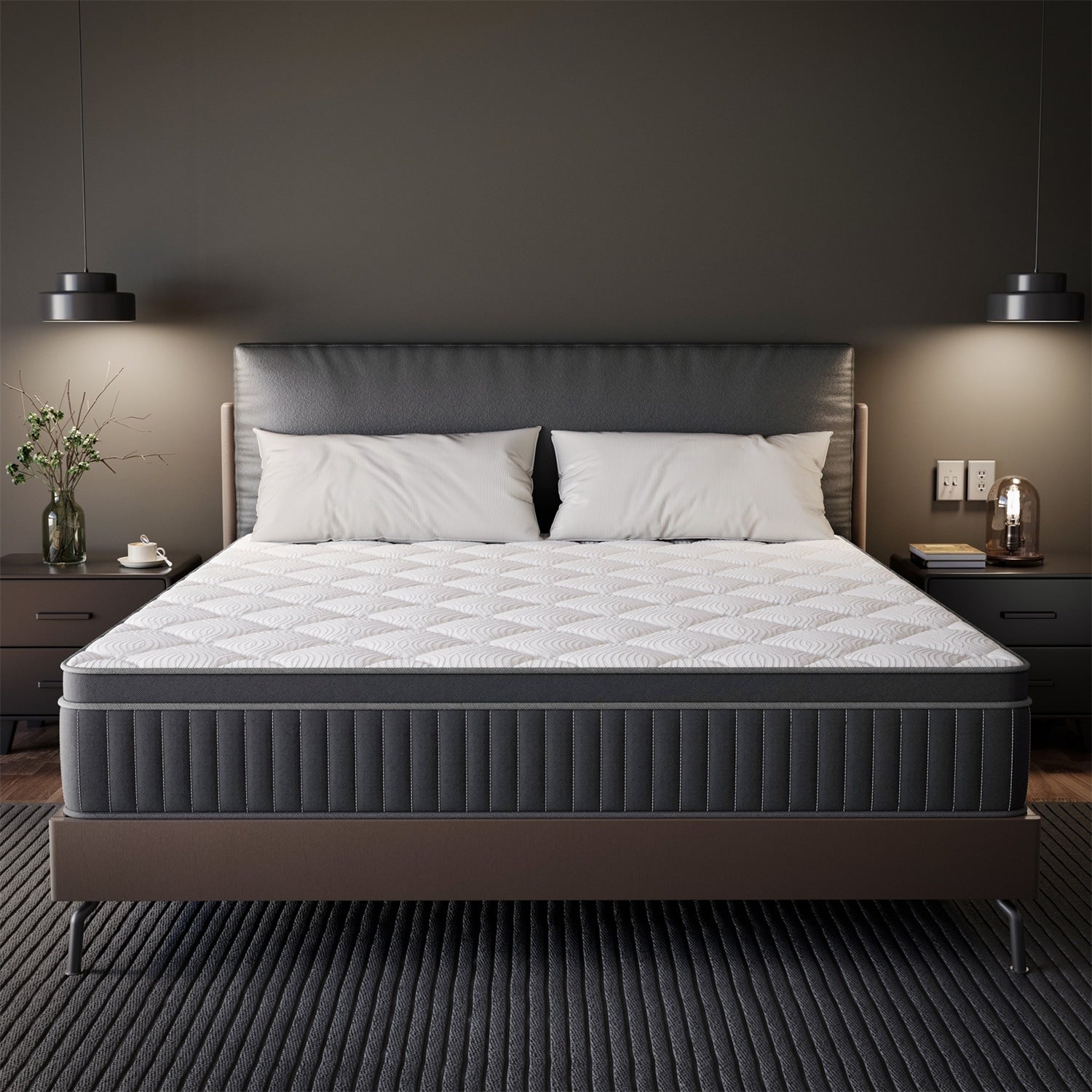 Matelas hybride à ressorts refroidissants SweDrea 12 po, fermeté moyenne, isolation des mouvements, certifié CertiPUR-US, SGS et OEKO-TEX