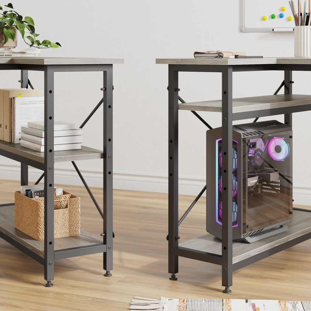 Petit bureau en L avec étagères de rangement Bureau d'ordinateur d'angle