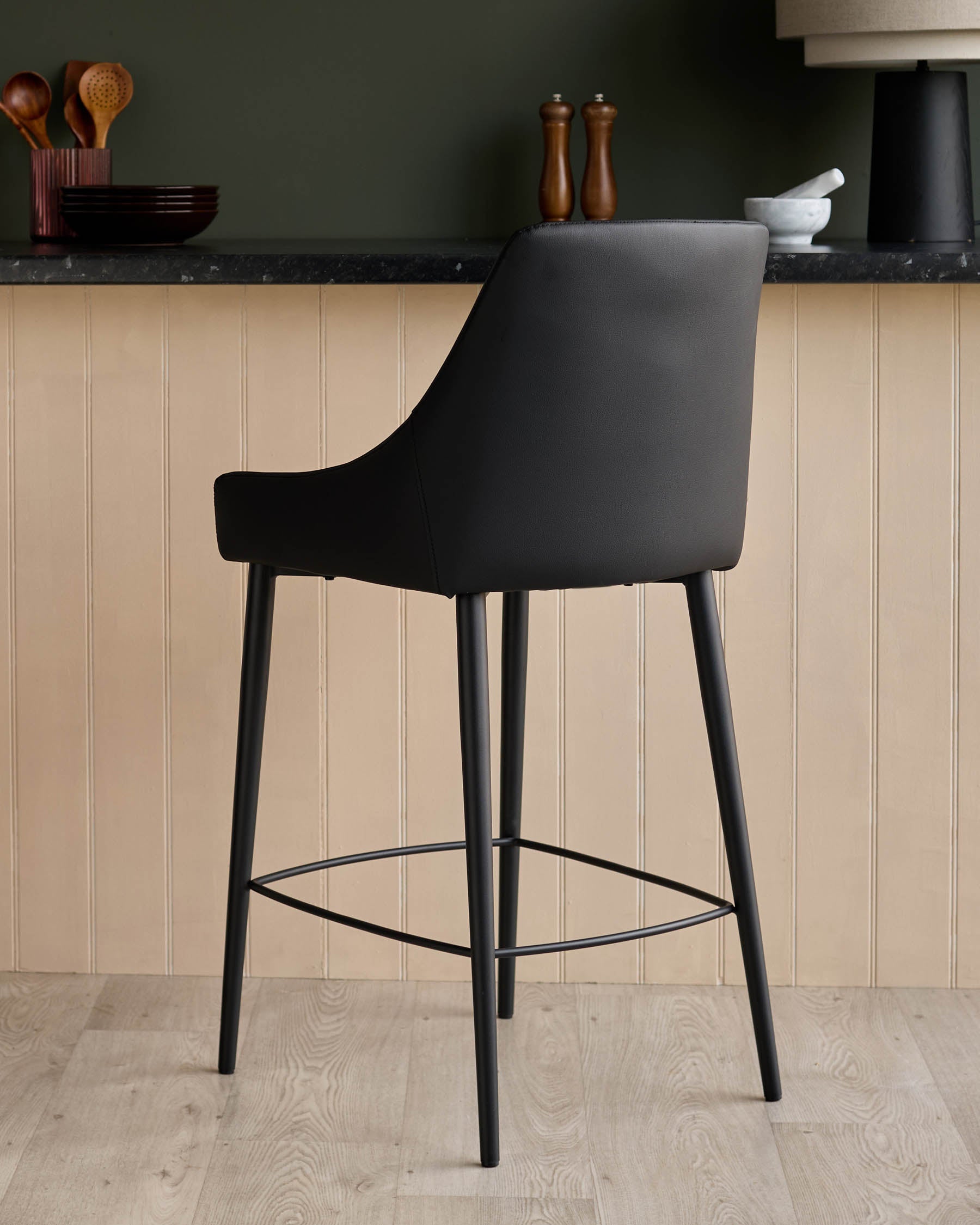 Tabouret de bar Blakely en similicuir noir