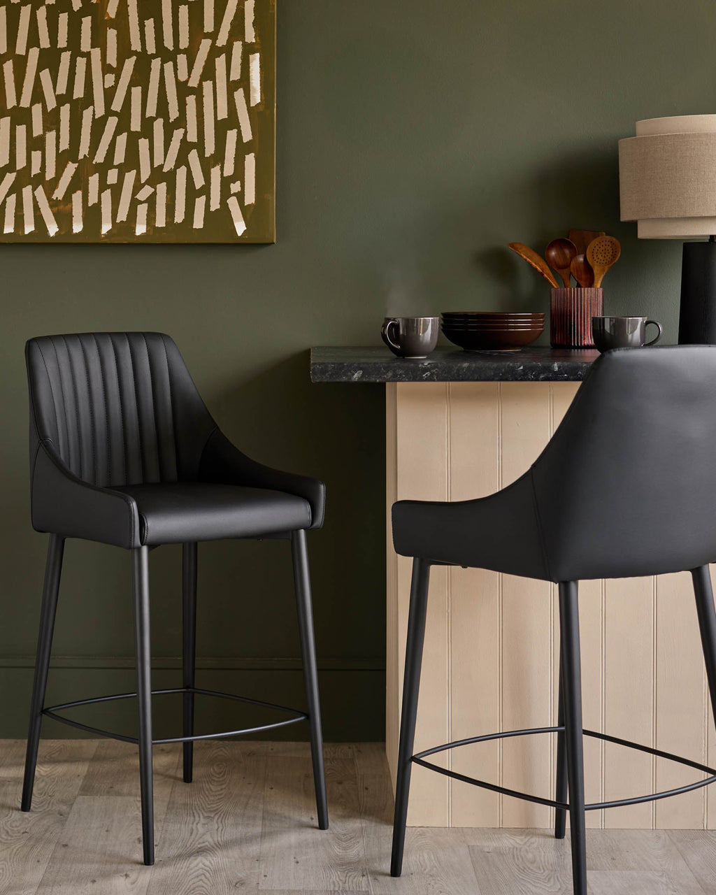 Tabouret de bar Blakely en similicuir noir