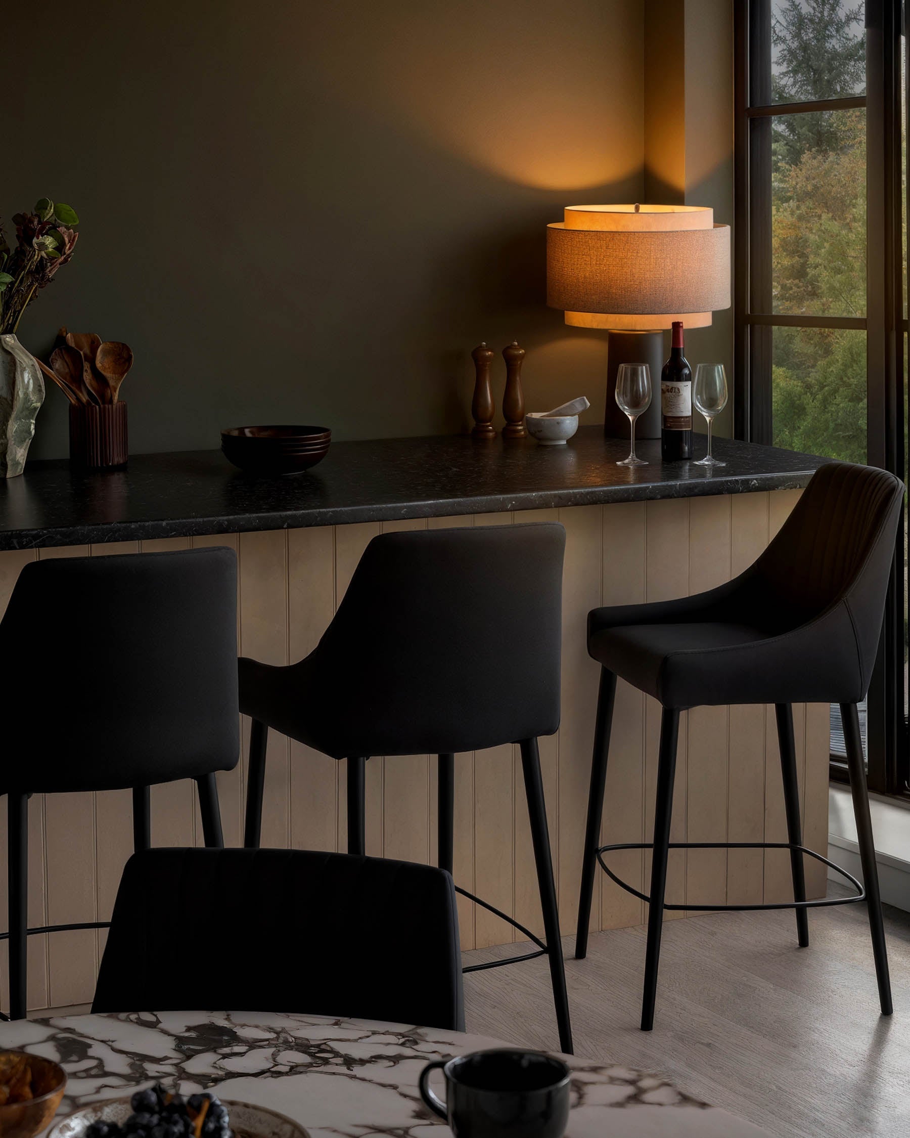 Tabouret de bar Blakely en similicuir noir