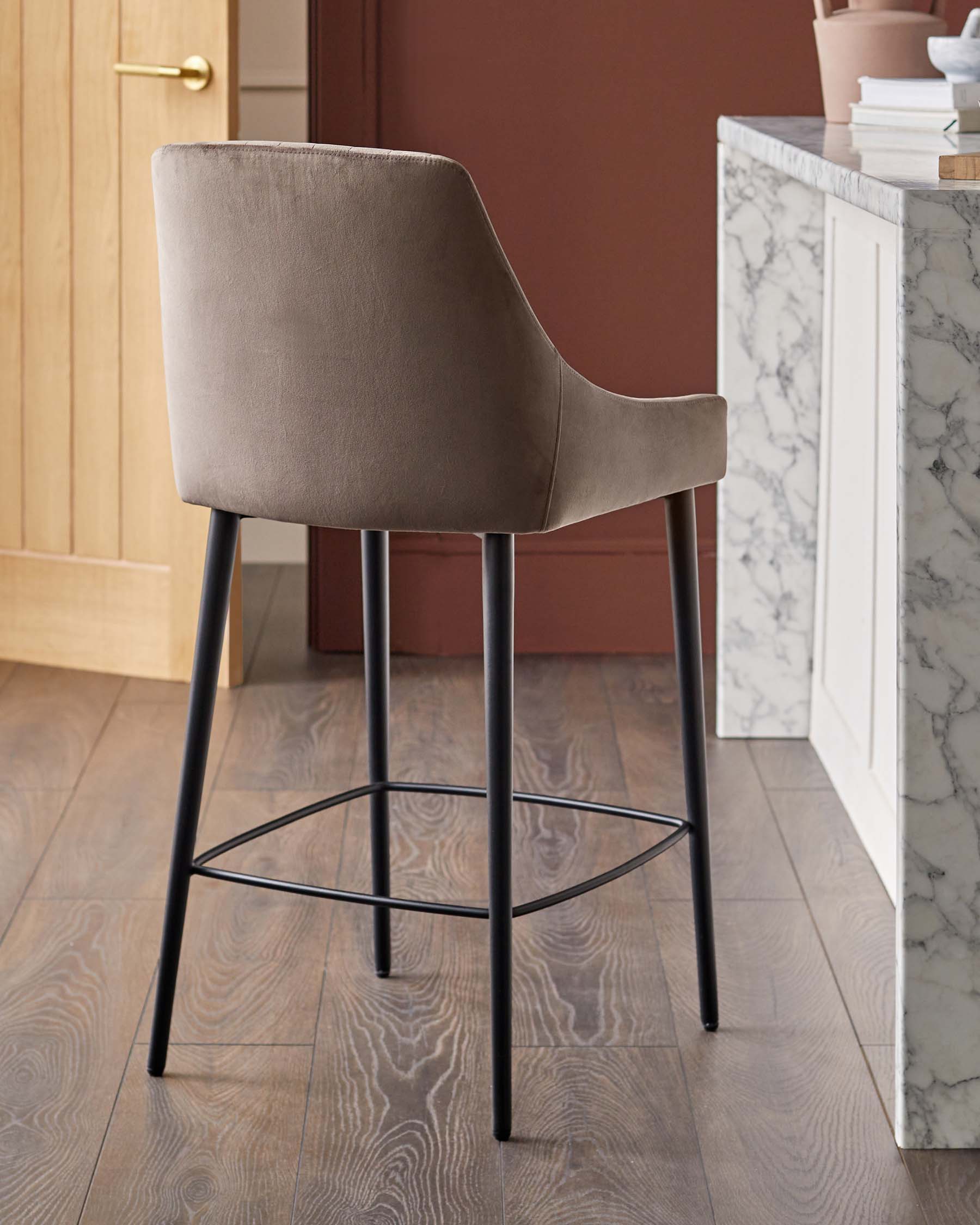 Tabouret de bar Blakely en velours moka