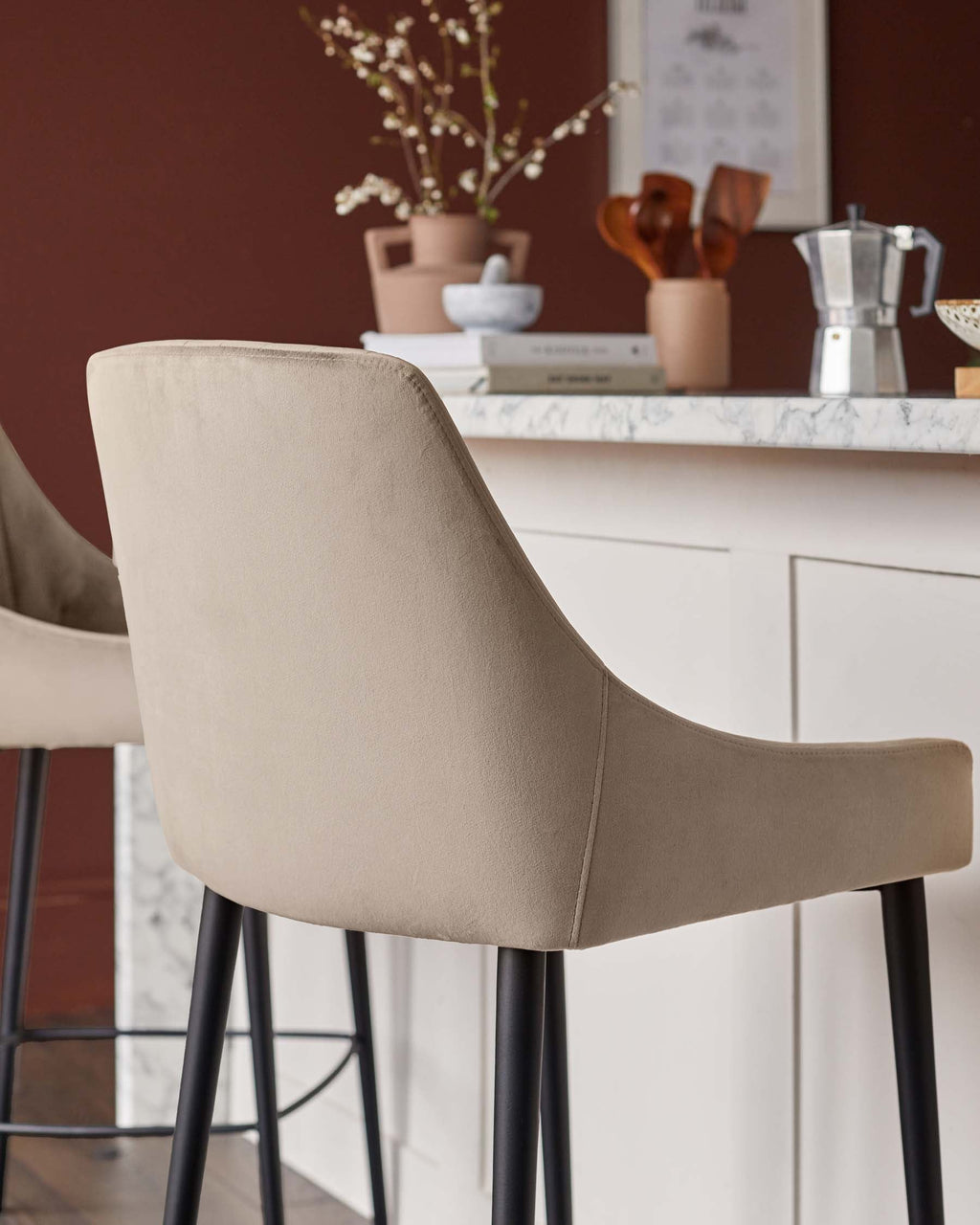 Tabouret de bar Blakely en velours champagne