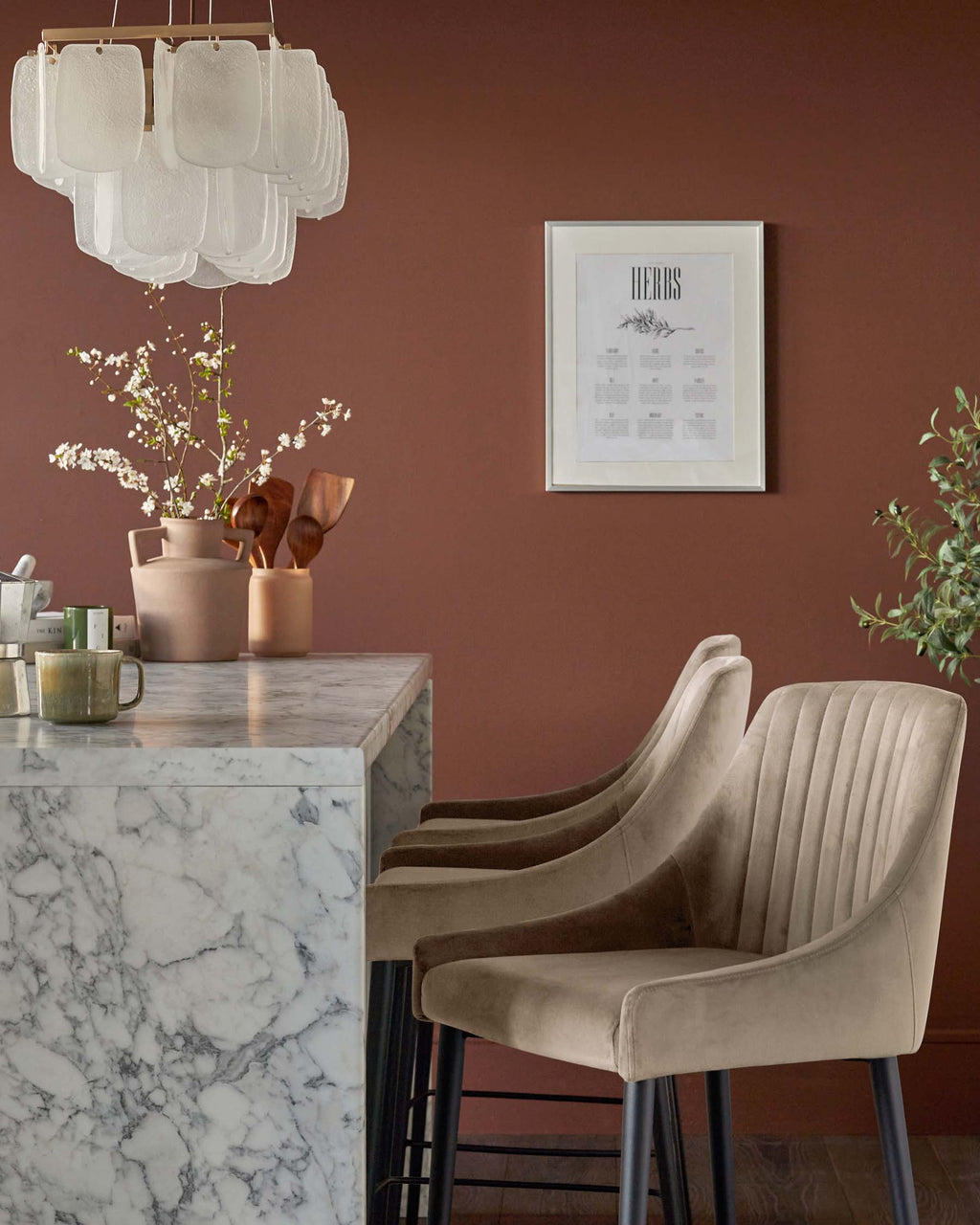 Tabouret de bar Blakely en velours champagne