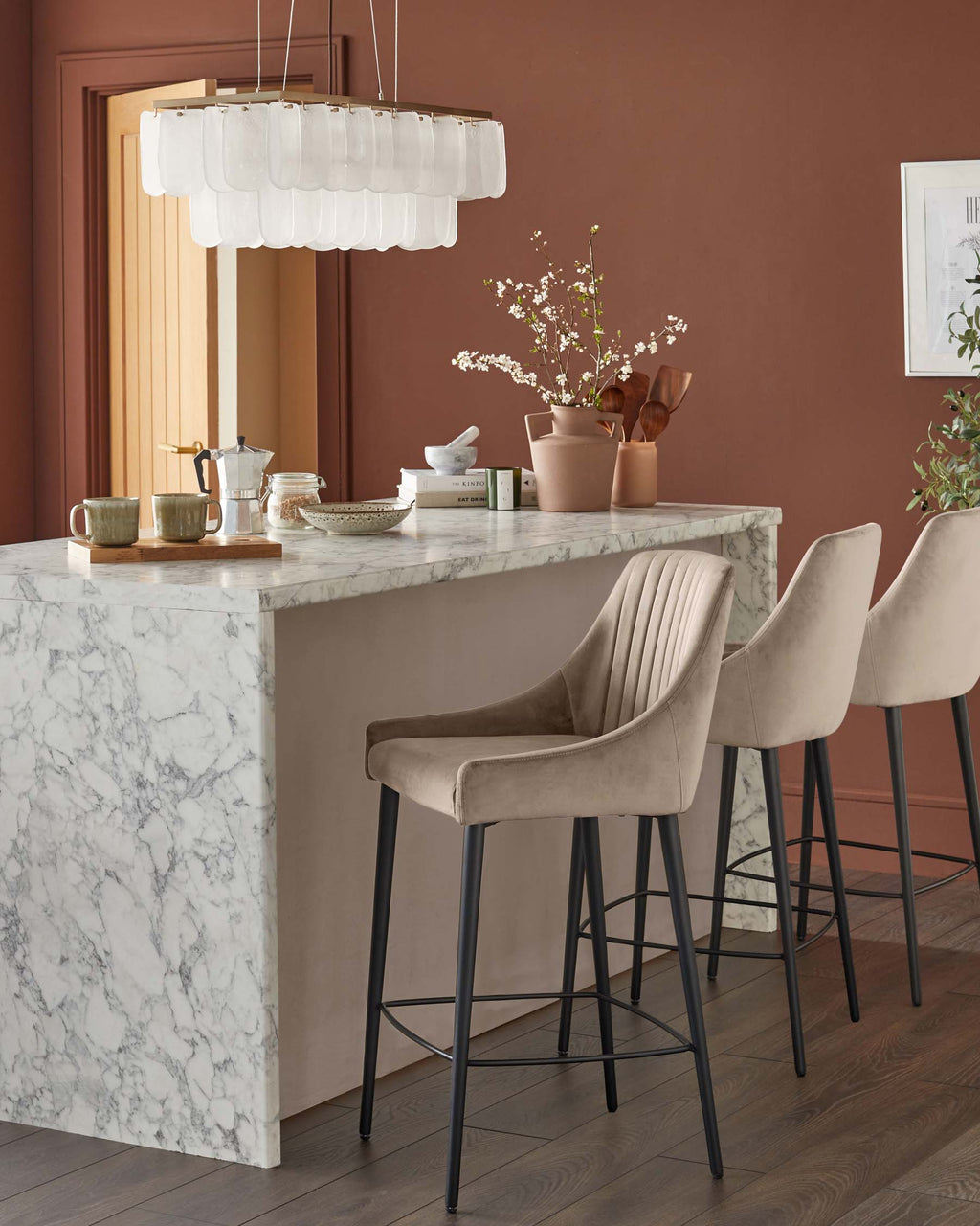 Tabouret de bar Blakely en velours champagne