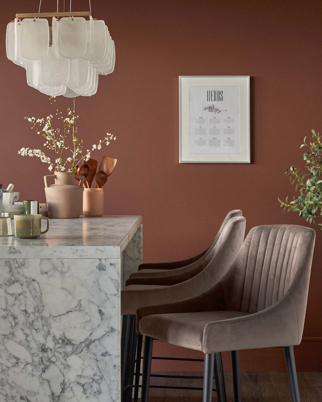 Tabouret de bar Blakely en velours moka