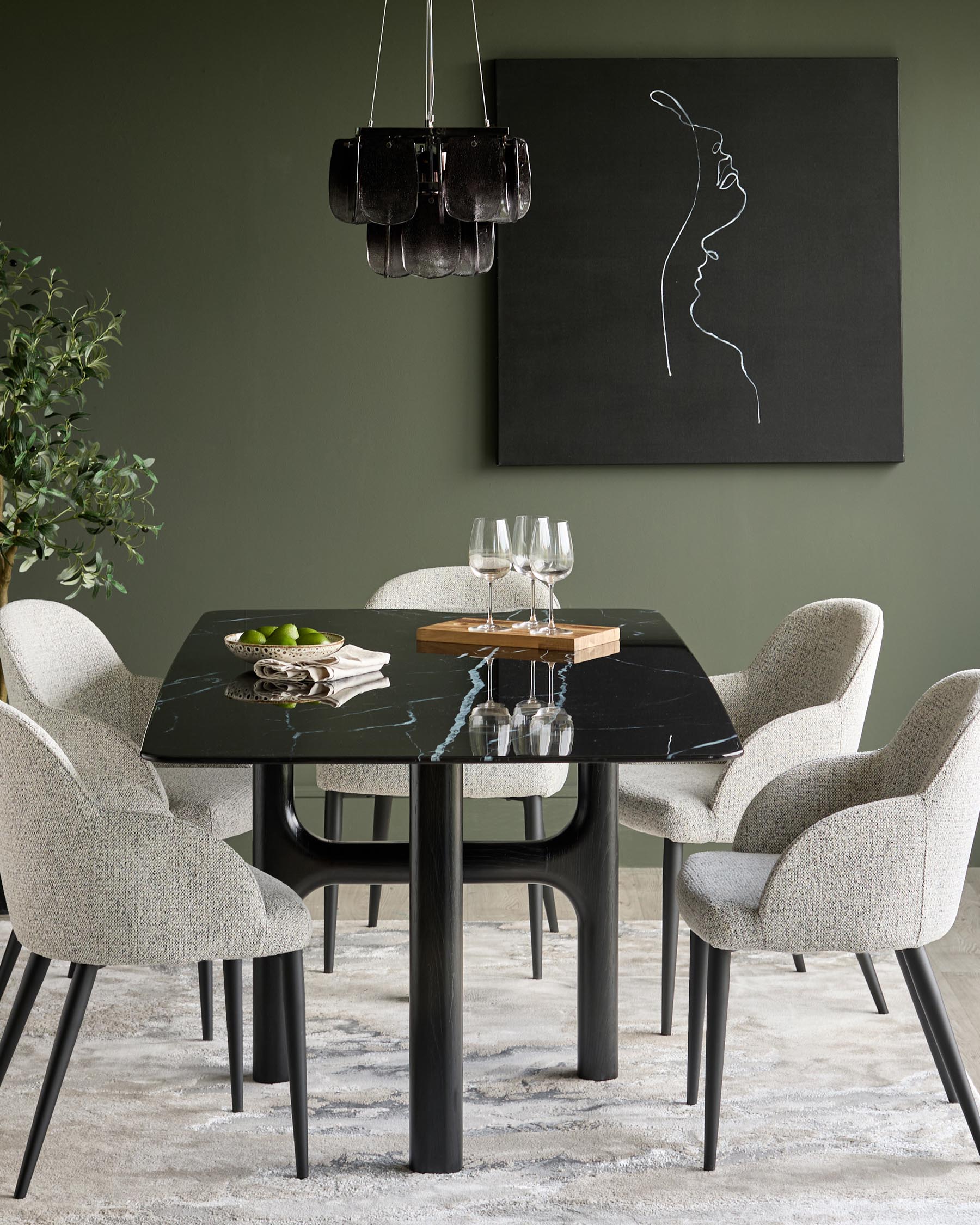 Table à manger 6 places Brixton en céramique noire