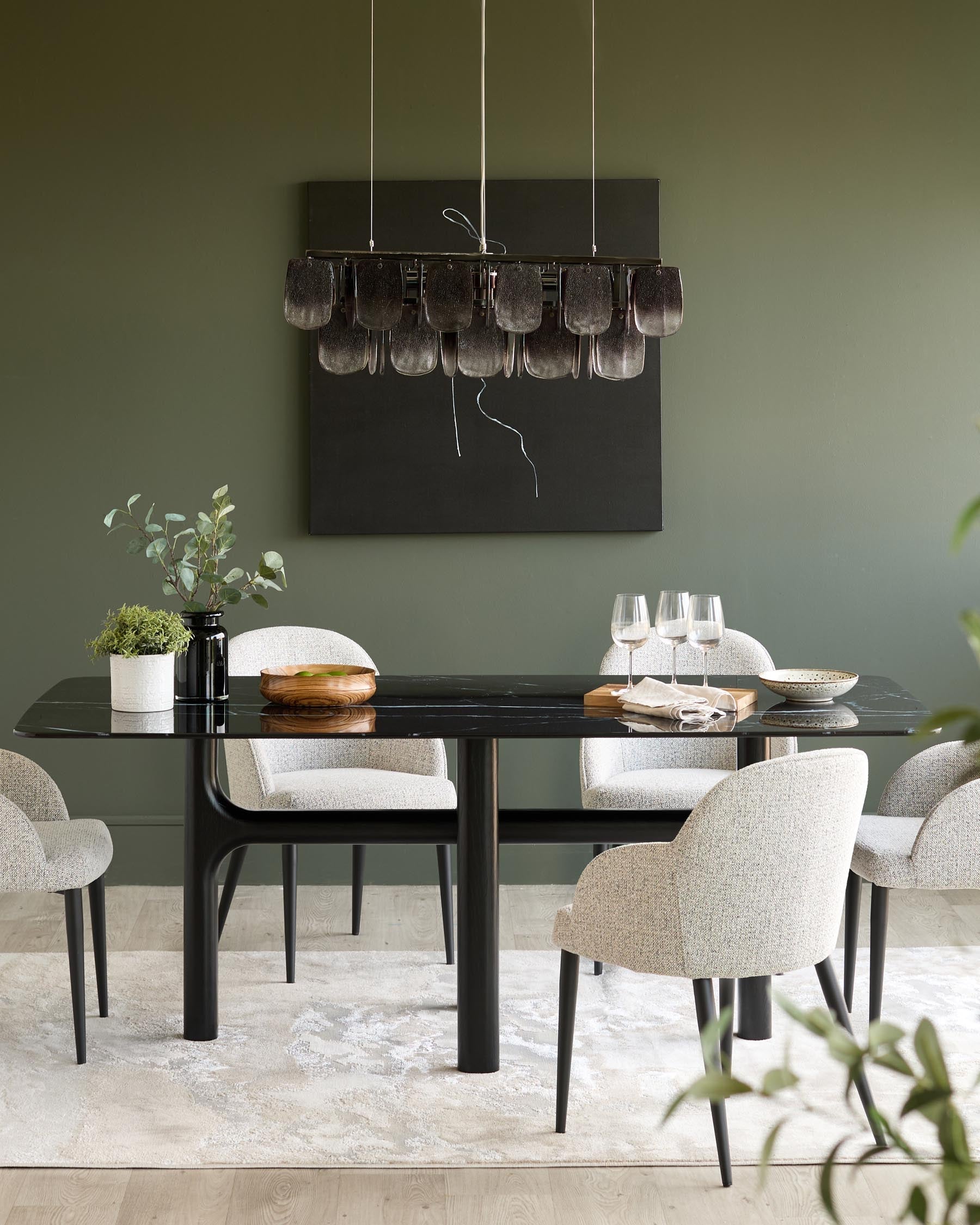 Table à manger 6 places Brixton en céramique noire